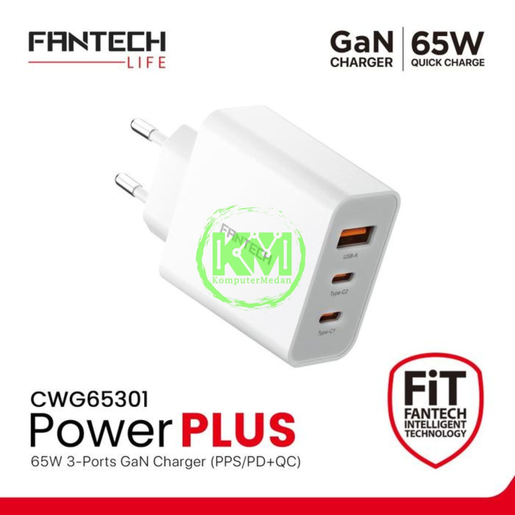 FANTECH POWER PLUS CWG65301 GAN CHARGER - BLACK & WHITE - Image 4