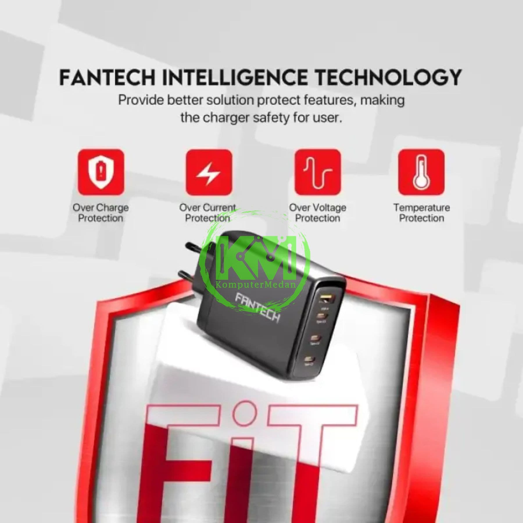 FANTECH POWER PLUS CWG120401 GAN CHARGER - BLACK & WHITE - Image 3