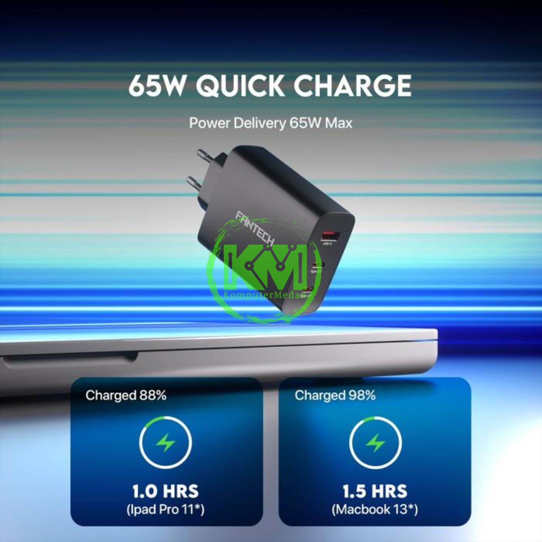 FANTECH POWER PLUS CWG65301 GAN CHARGER - BLACK & WHITE - Image 2