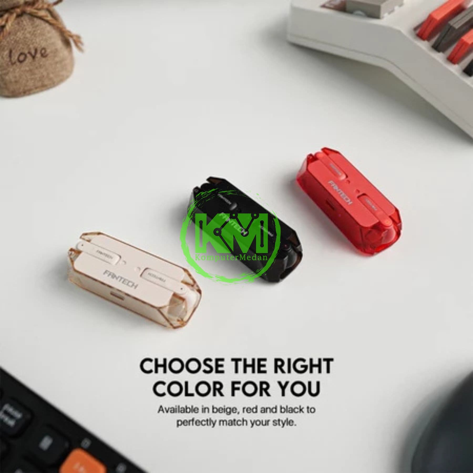FANTECH WAVE11 V2 TW11 V2 TRUE WIRELESS - BLACK, BEIGE & RED - Image 2