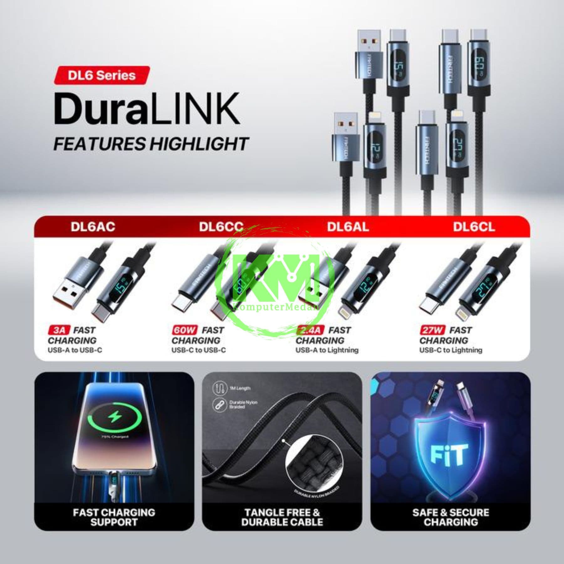 FANTECH DURALINK DL6 AC CABLE - BLACK - Image 6