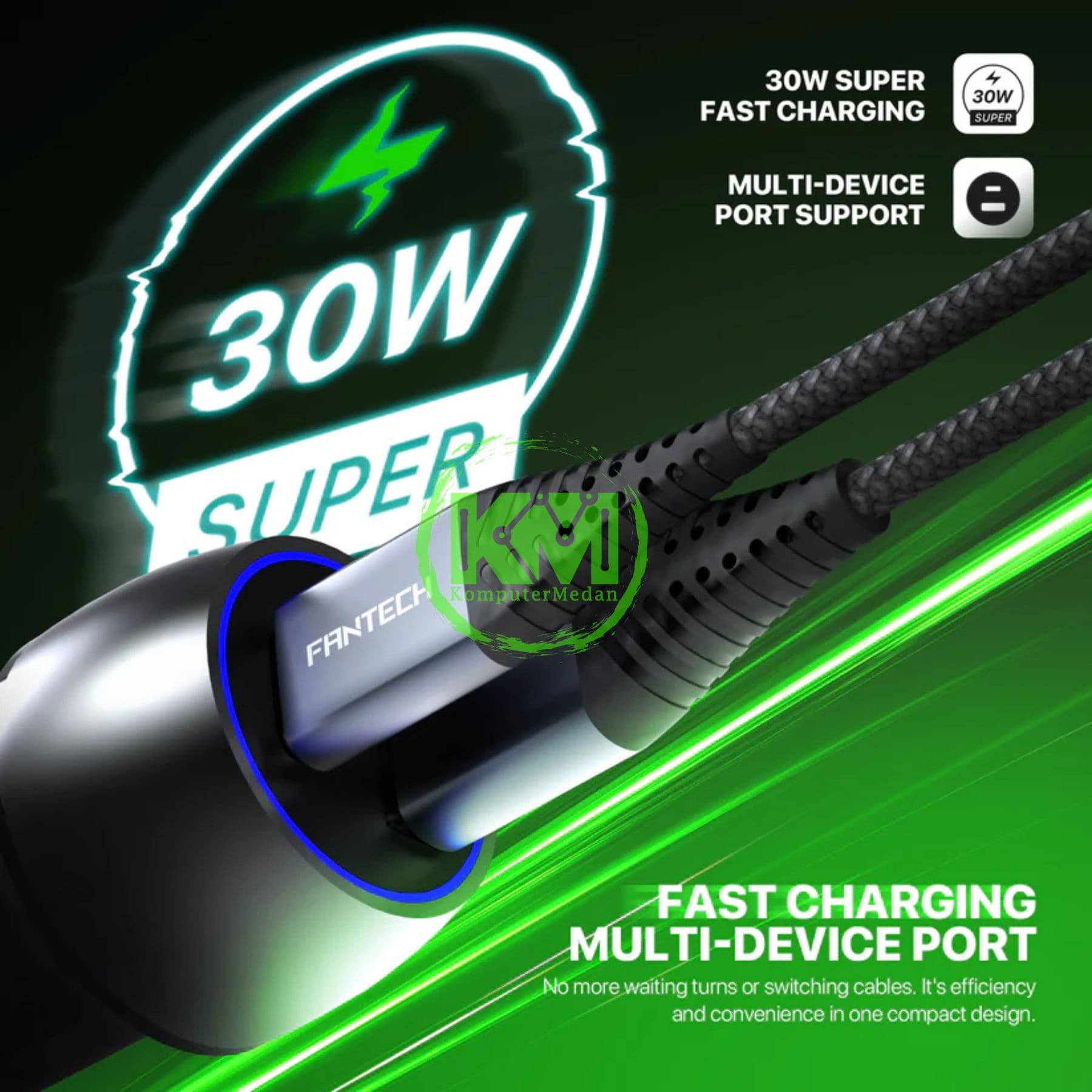 FANTECH POWER MOVE PME302 CAR CHARGER (SUPER FAST CHARGING) - BLACK - Image 2