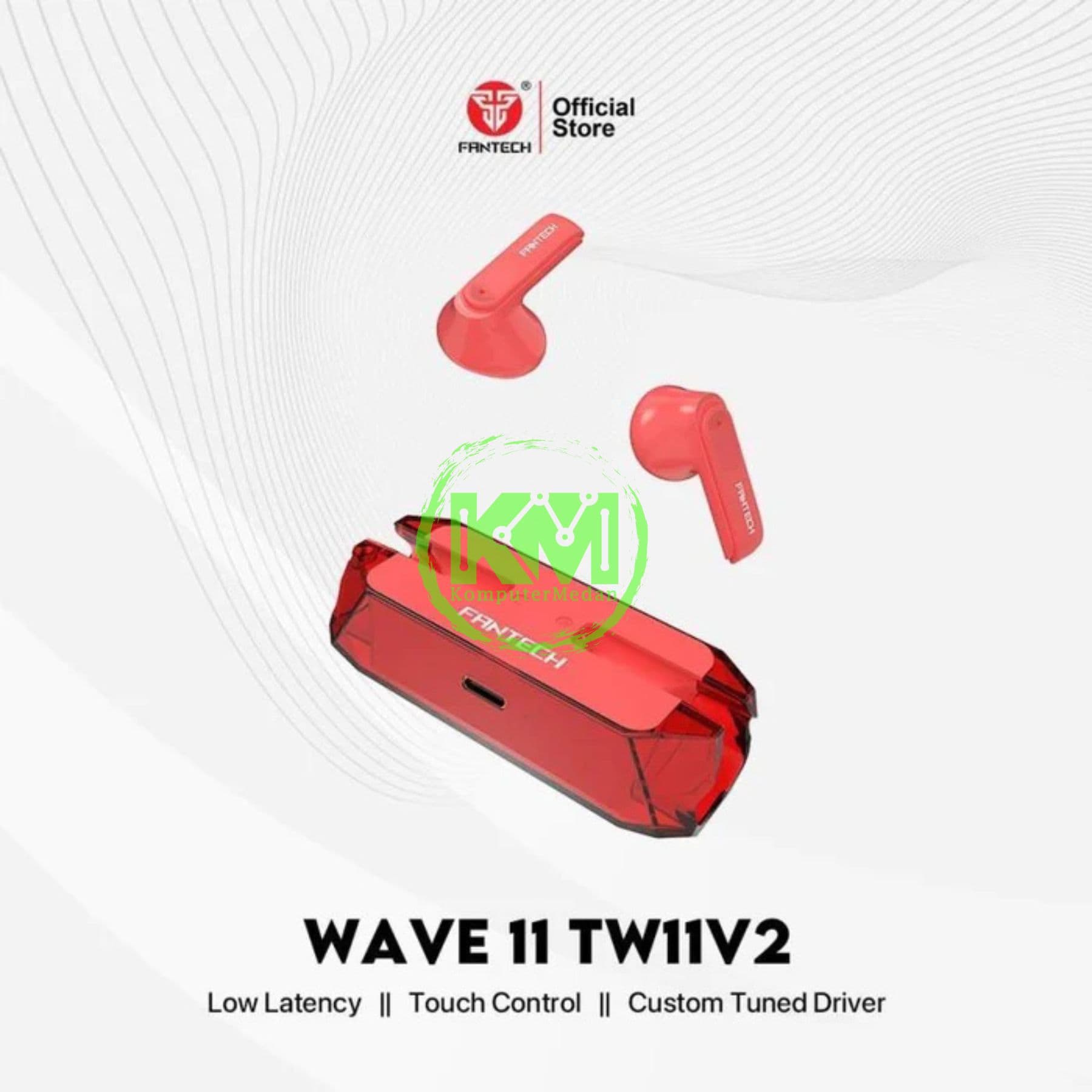 FANTECH WAVE11 V2 TW11 V2 TRUE WIRELESS - BLACK, BEIGE & RED - Image 7