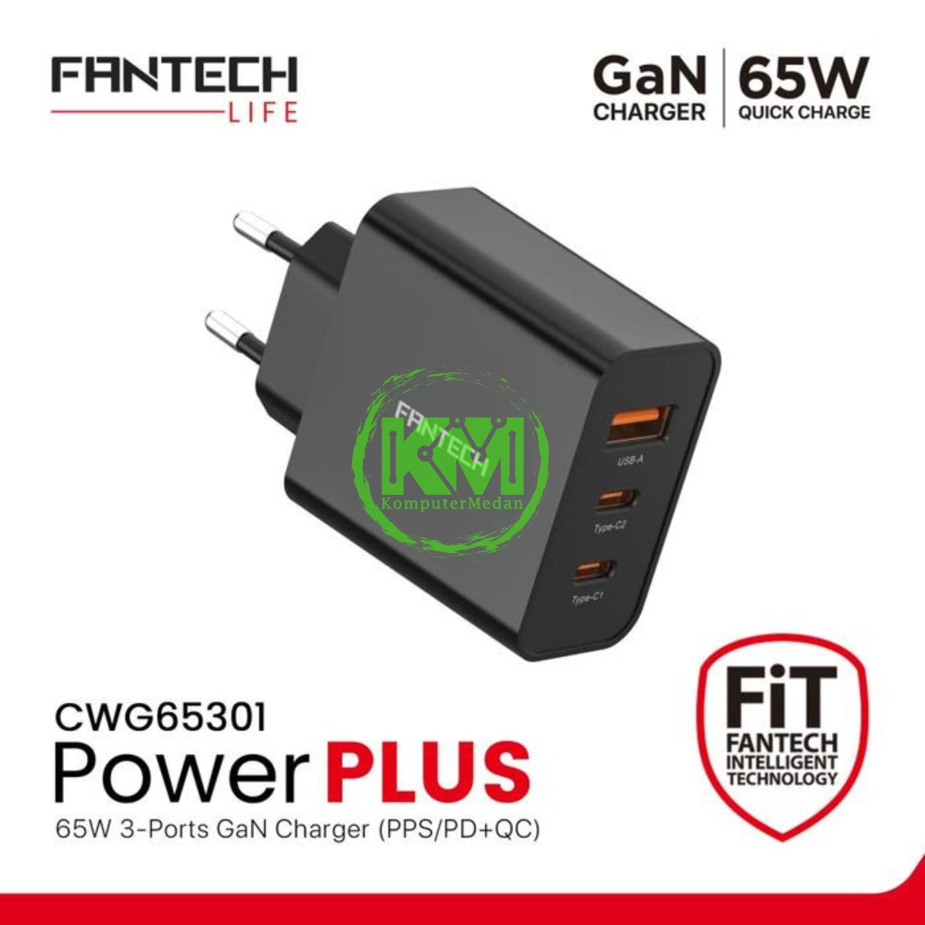FANTECH POWER PLUS CWG65301 GAN CHARGER - BLACK & WHITE - Image 3