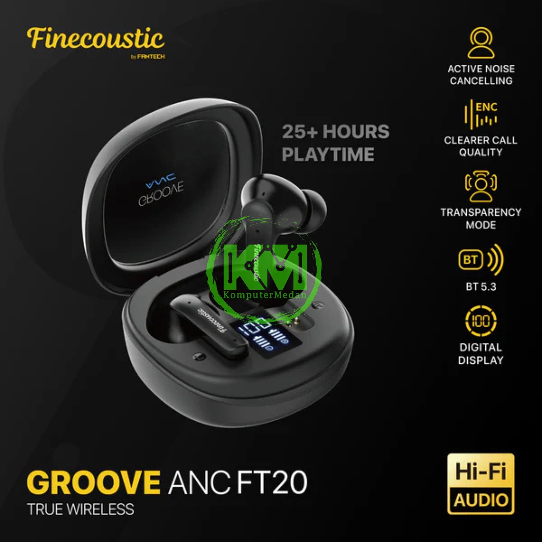 FANTECH GROOVE ANC, FT20 (TWS FINECOUSTIC BY FANTECH) - BLACK - Image 2