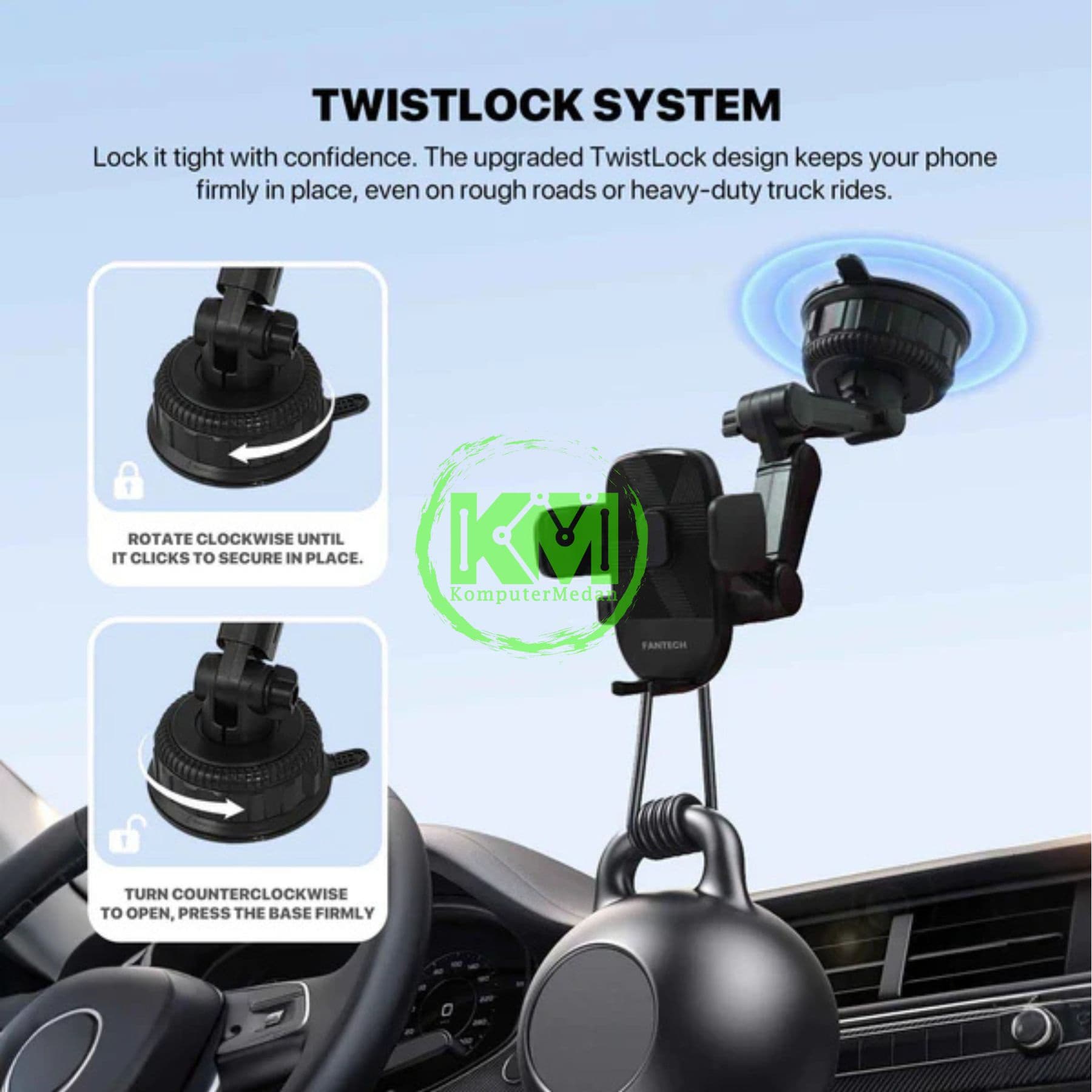 FANTECH CAR PHONE HOLDER FCH03 PHONE ACCESORIES - BLACK - Image 3