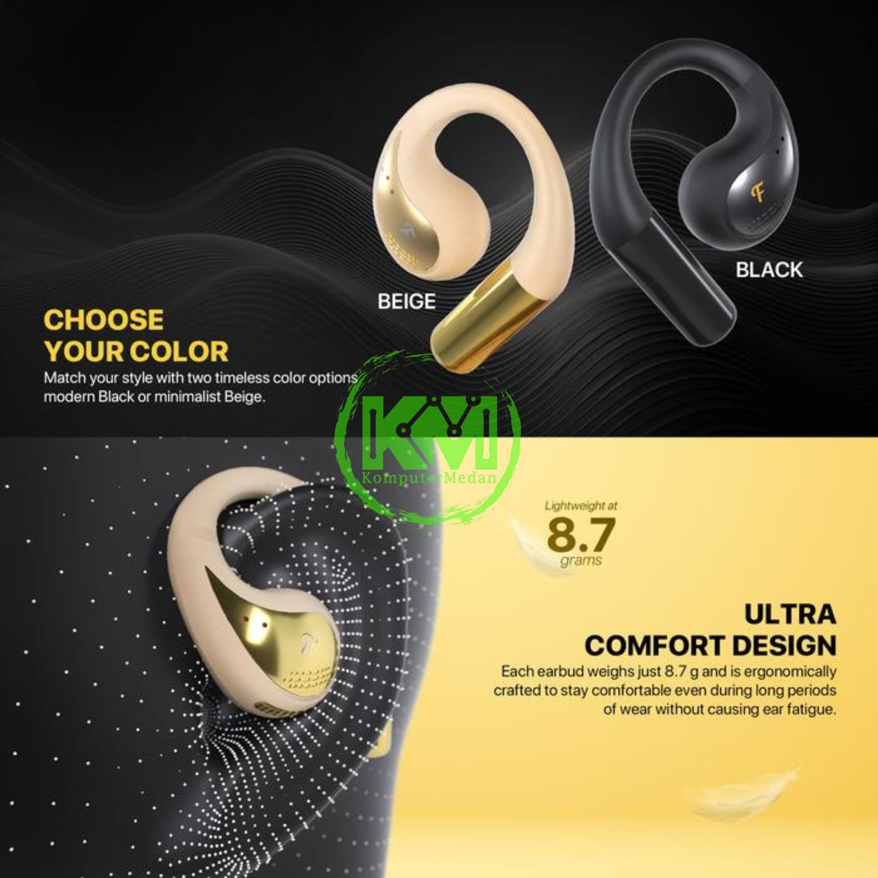 FANTECH GROOVE OWS FT21 TRUE WIRELESS - BLACK & BEIGE - Image 5