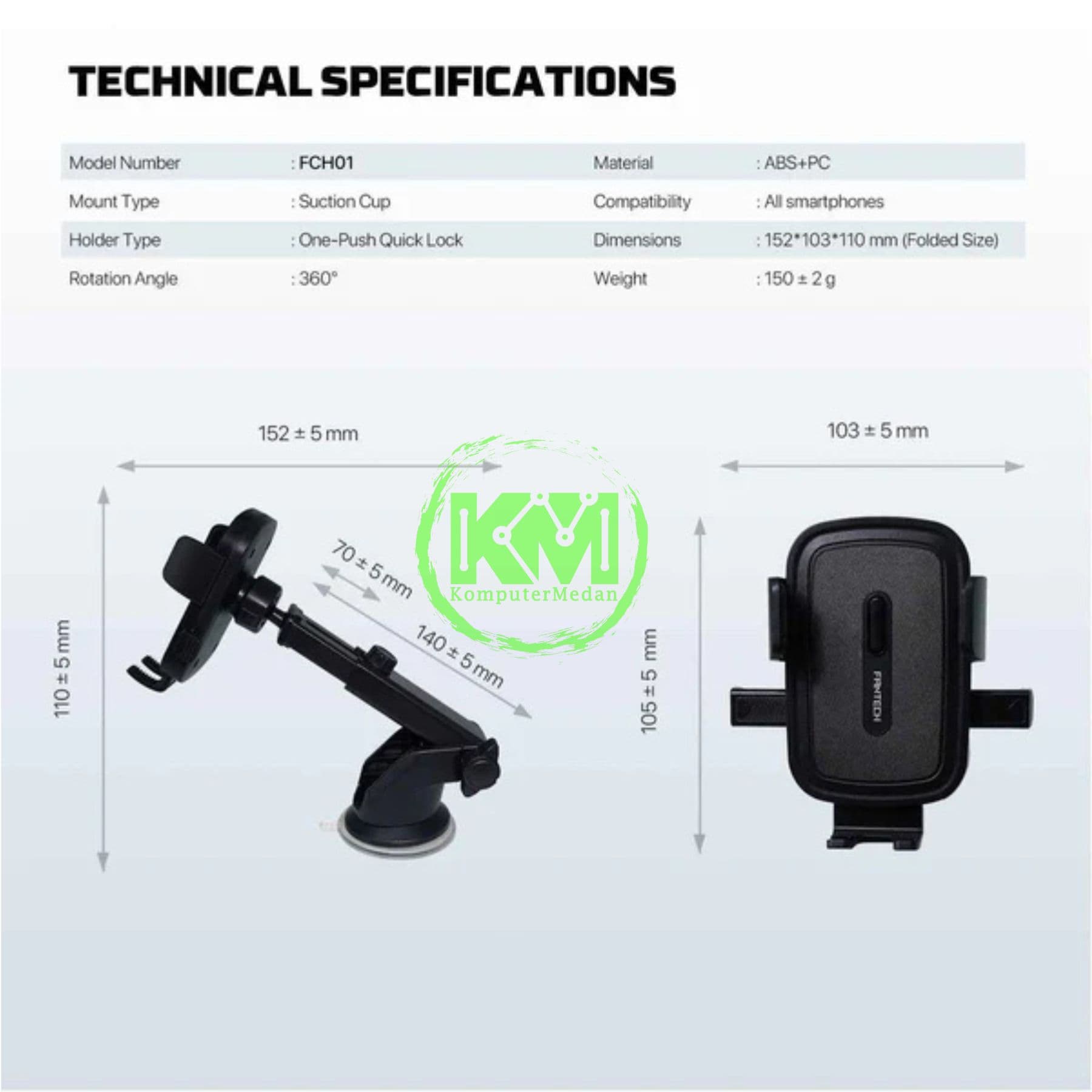 FANTECH CAR PHONE HOLDER FCH01 PHONE ACCESSORIES - BLACK - Image 6