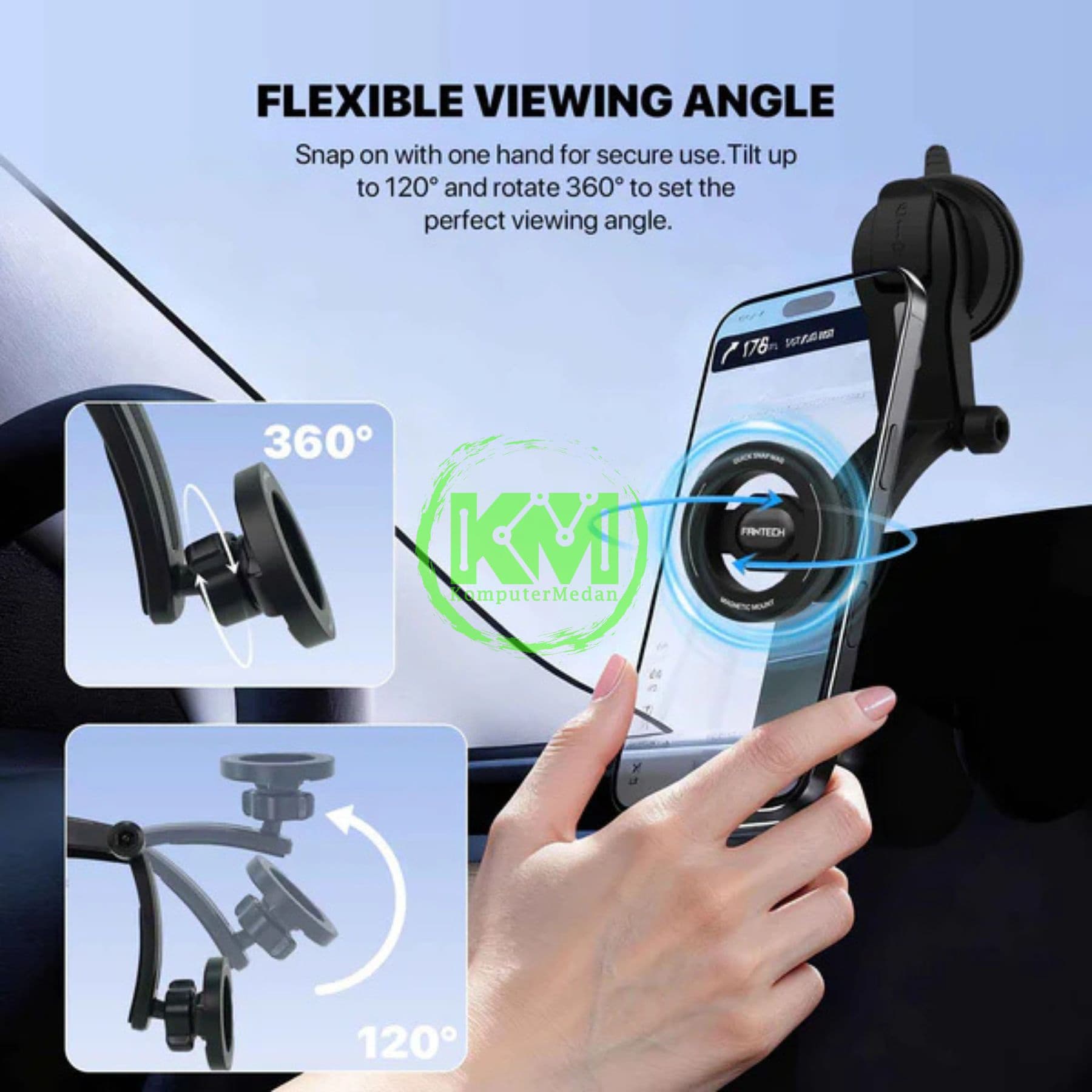 FANTECH CAR PHONE HOLDER FCH02 PHONE ACCESORIES - BLACK - Image 3