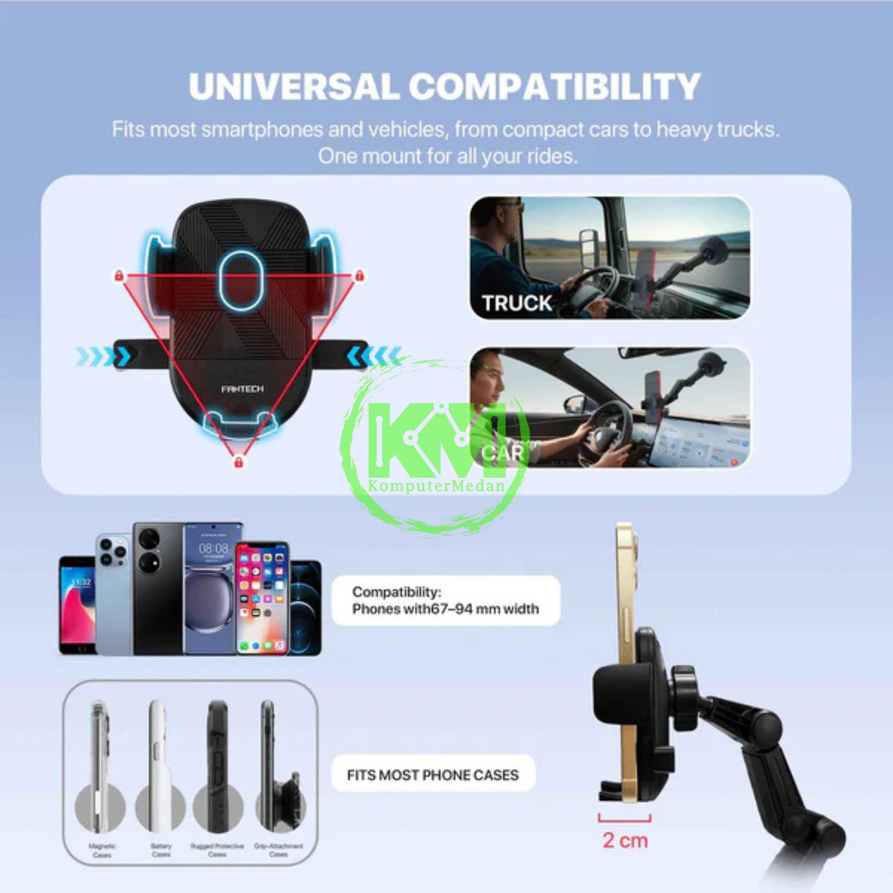 FANTECH CAR PHONE HOLDER FCH03 PHONE ACCESORIES - BLACK - Image 2