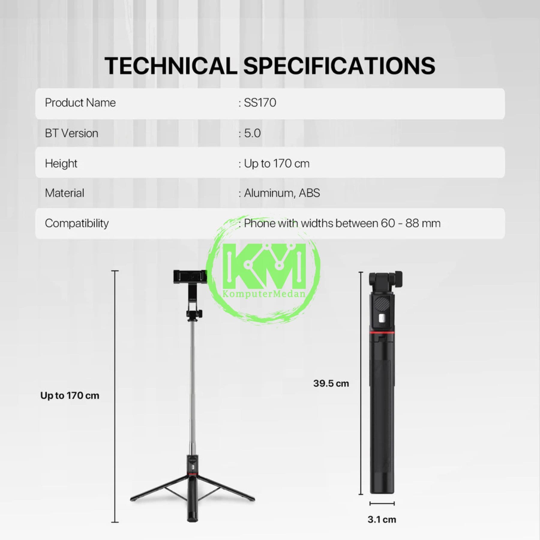 FANTECH SELFIE STIK SS170 BK PHONE ACCESORIES - BLACK - Image 4