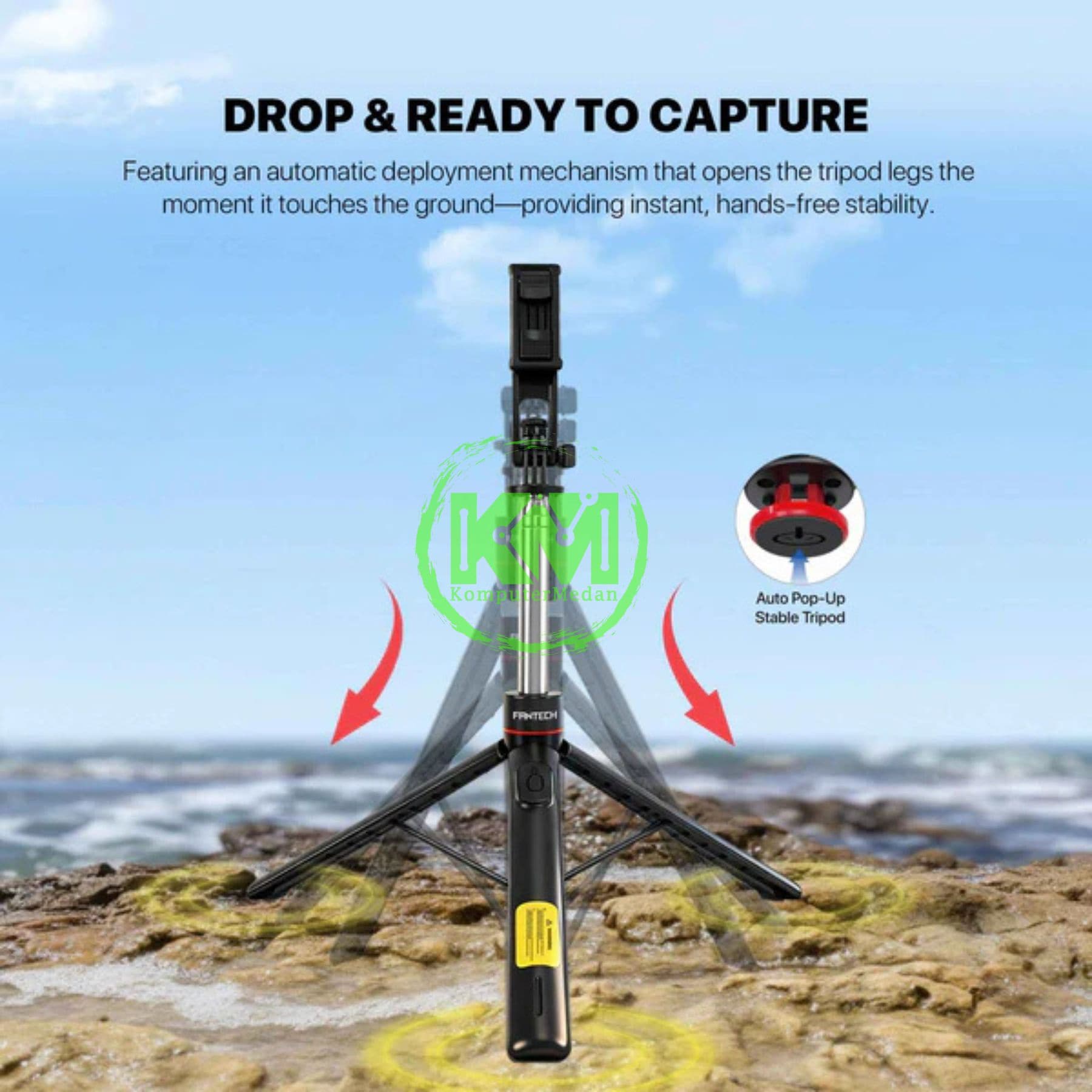 FANTECH SELFIE STIK SS175 PHONE ACCESORIES - BLACK - Image 3