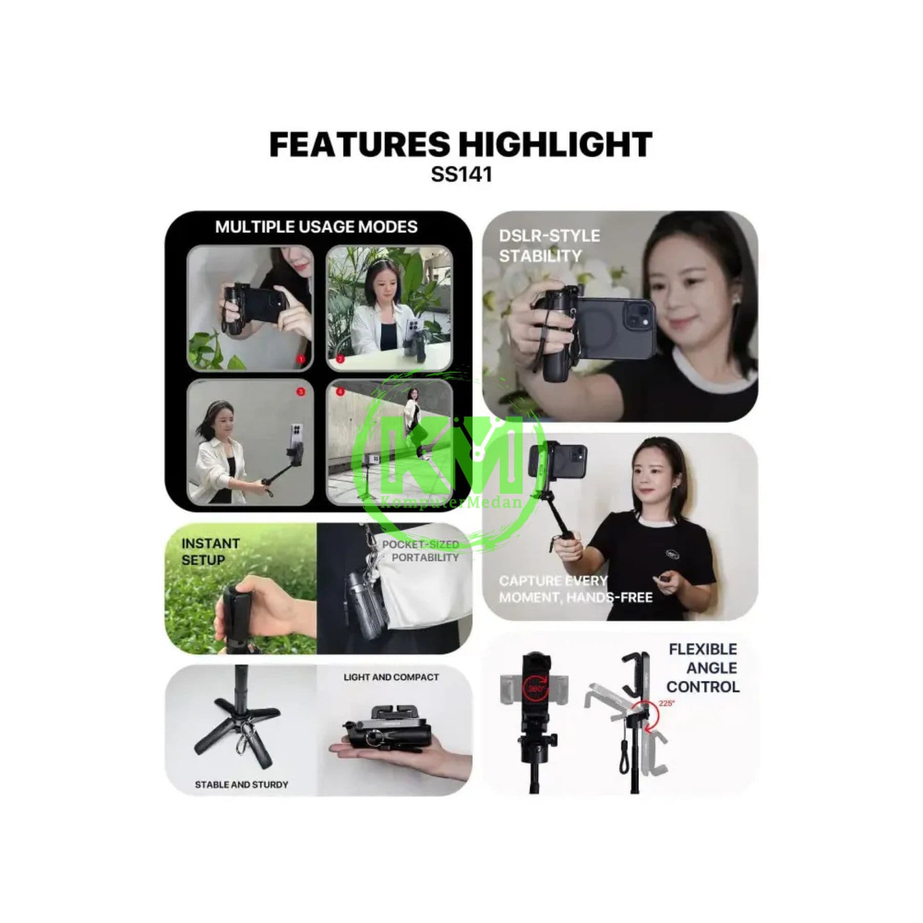 FANTECH MINI QUADRIPOD SELFIE STICK, SS141 - Image 7