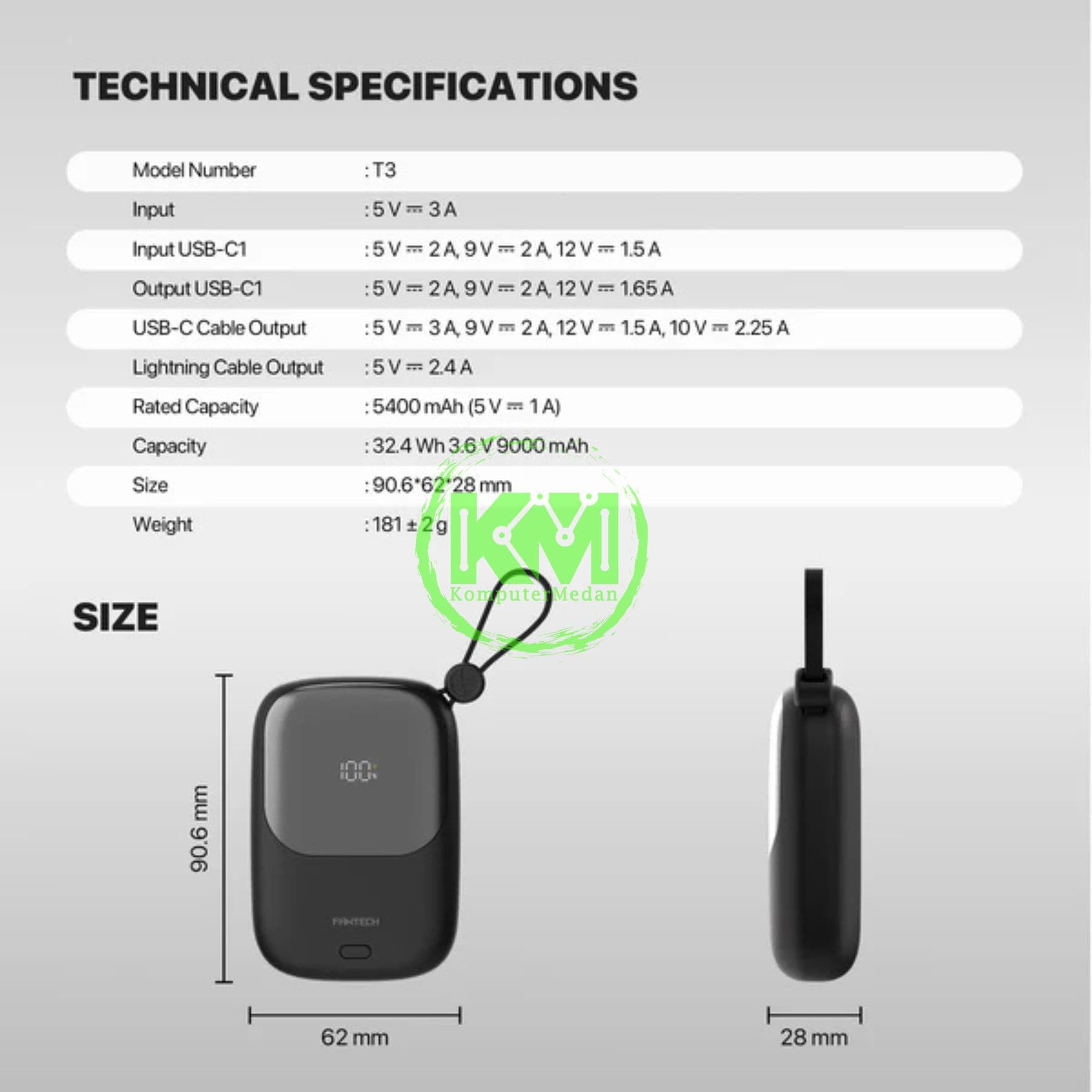 FANTECH POWER PACK T3 POWERBANK - BLACK & WHITE - Image 6