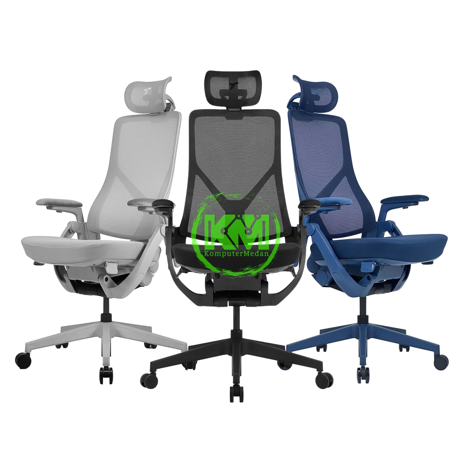 TT AEROFLEX ERGOCHAIR (GRAPHITE BLACK / ASHY GREY / NAVY BLUE)