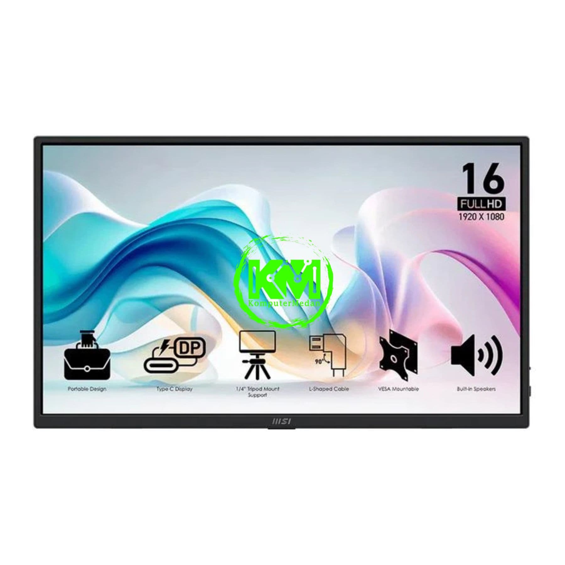 MSI PRO MP165 E6 PORTABLE ( 16"/FHD/IPS/HDMI/2xTYPE-C/SPEAKER/FIXED STAND/VESA) - Image 1