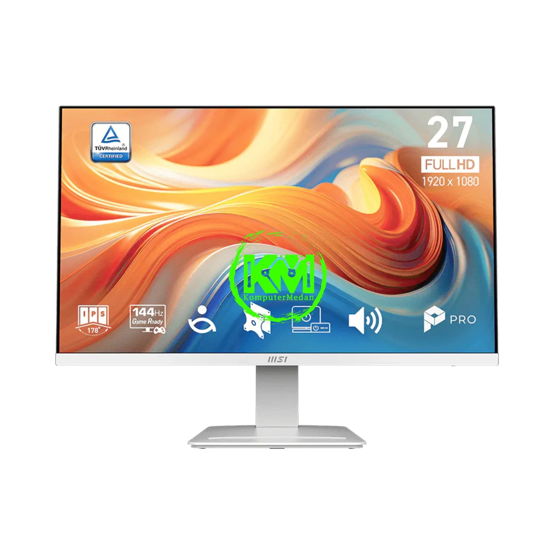 MSI PRO MP273W E14A WHITE (27"/FHD/144HZ/IPS/HDMI/DP/VGA/SPEAKER/EYE-CARE) - Image 1