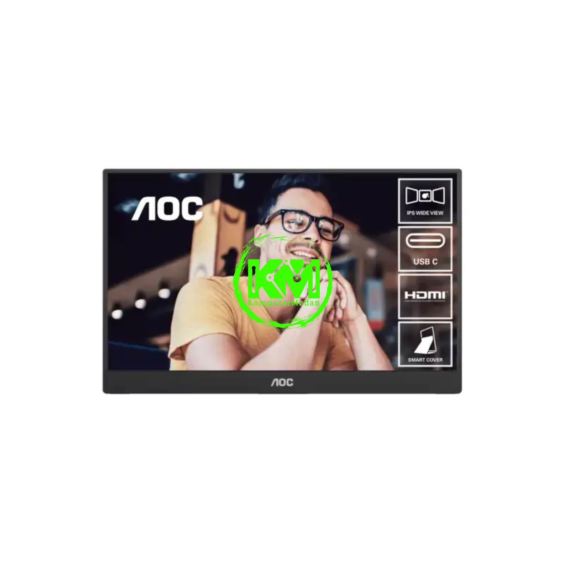 AOC 16T20 PORTABLE (16"/FHD/IPS/60HZ/2xTYPE-C/SPEAKER/3.5MM AUDIO OUT)