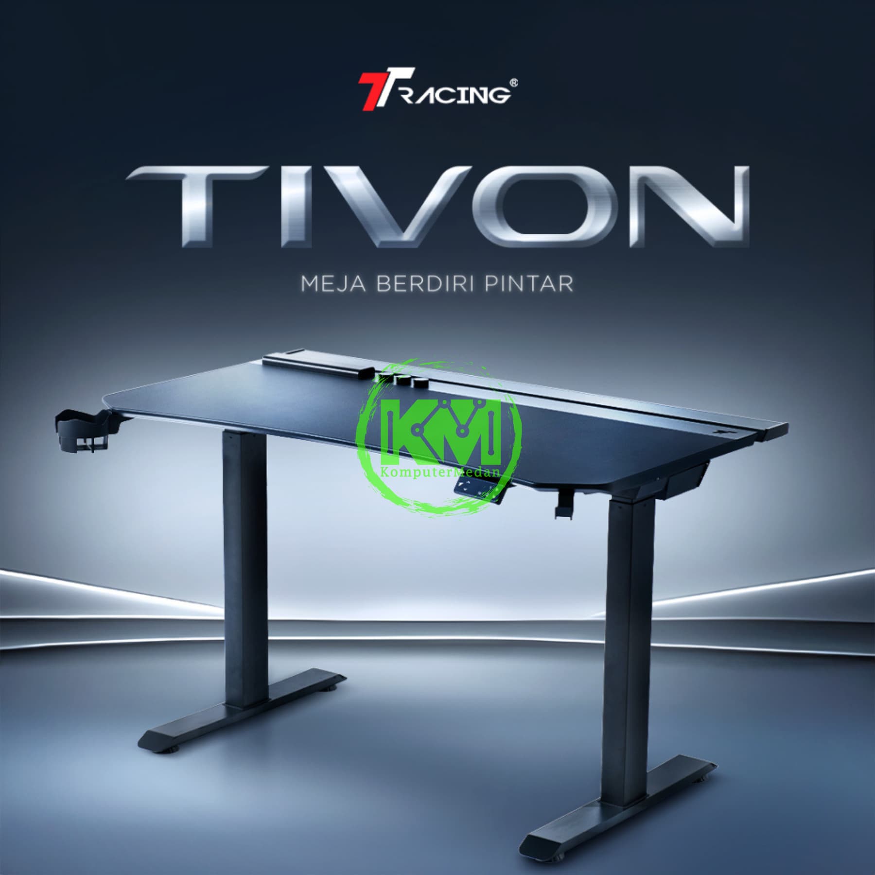 TTRACING TIVON SMART STANDING DESK (ONYX/HOWLITE) 1.4m MEDIUM - Image 1