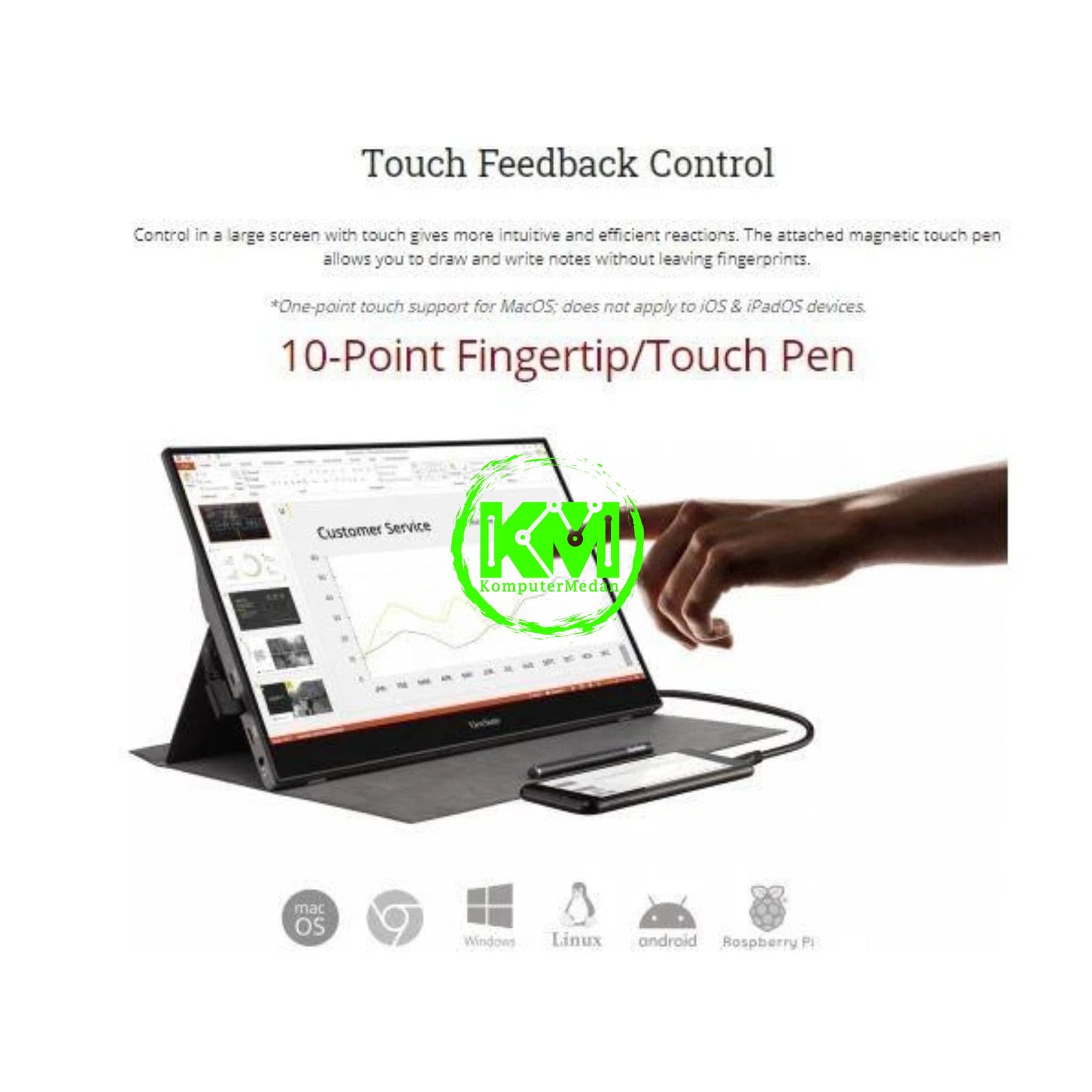 VIEWSONIC TD1655 15.6" PORTABLE TOUCHSCREEN (IPS/FHD/SPEAKER/TYPE-C/MINI HDMI/60HZ) - Image 2