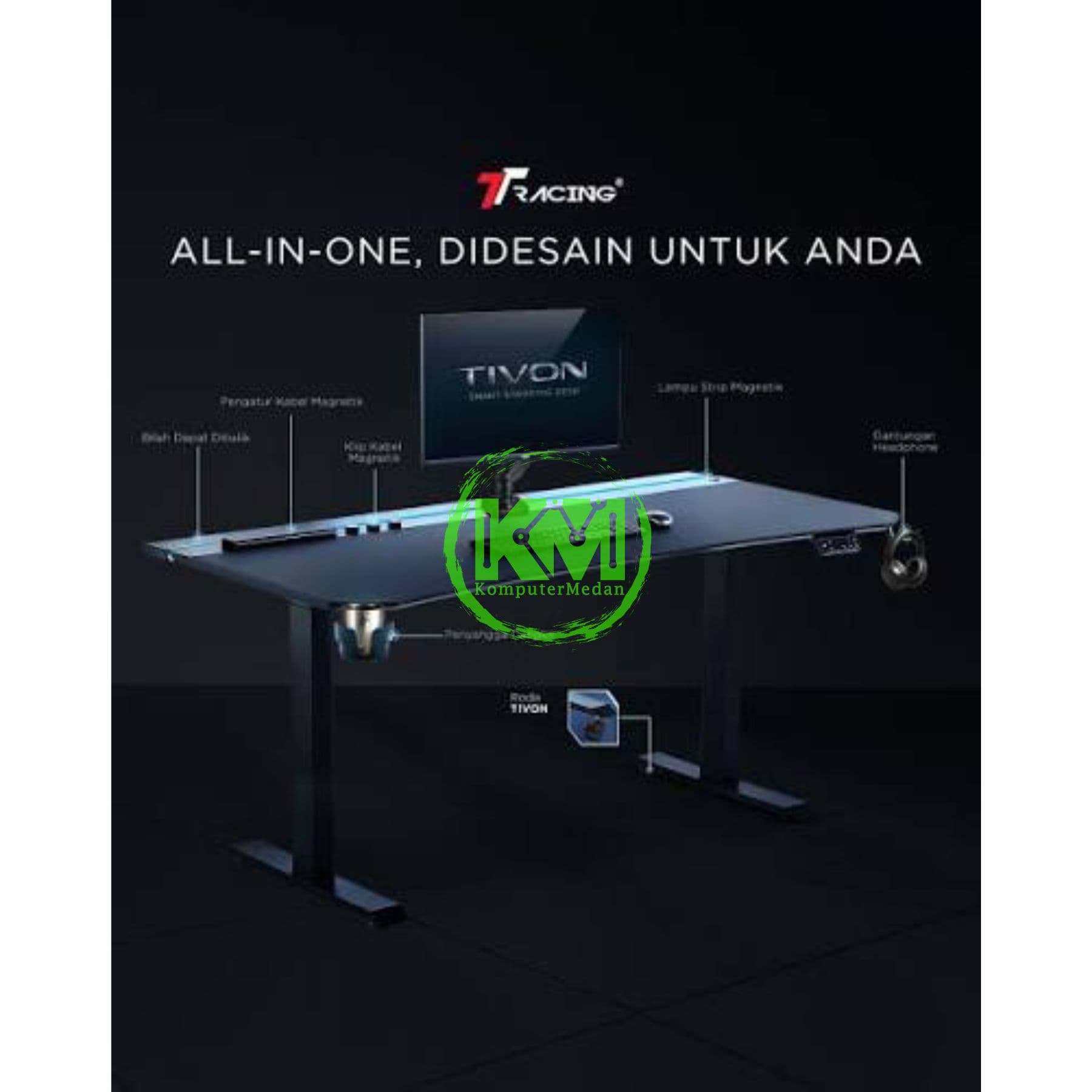TTRACING TIVON SMART STANDING DESK (ONYX/HOWLITE) 1.2m SMALL - Image 4