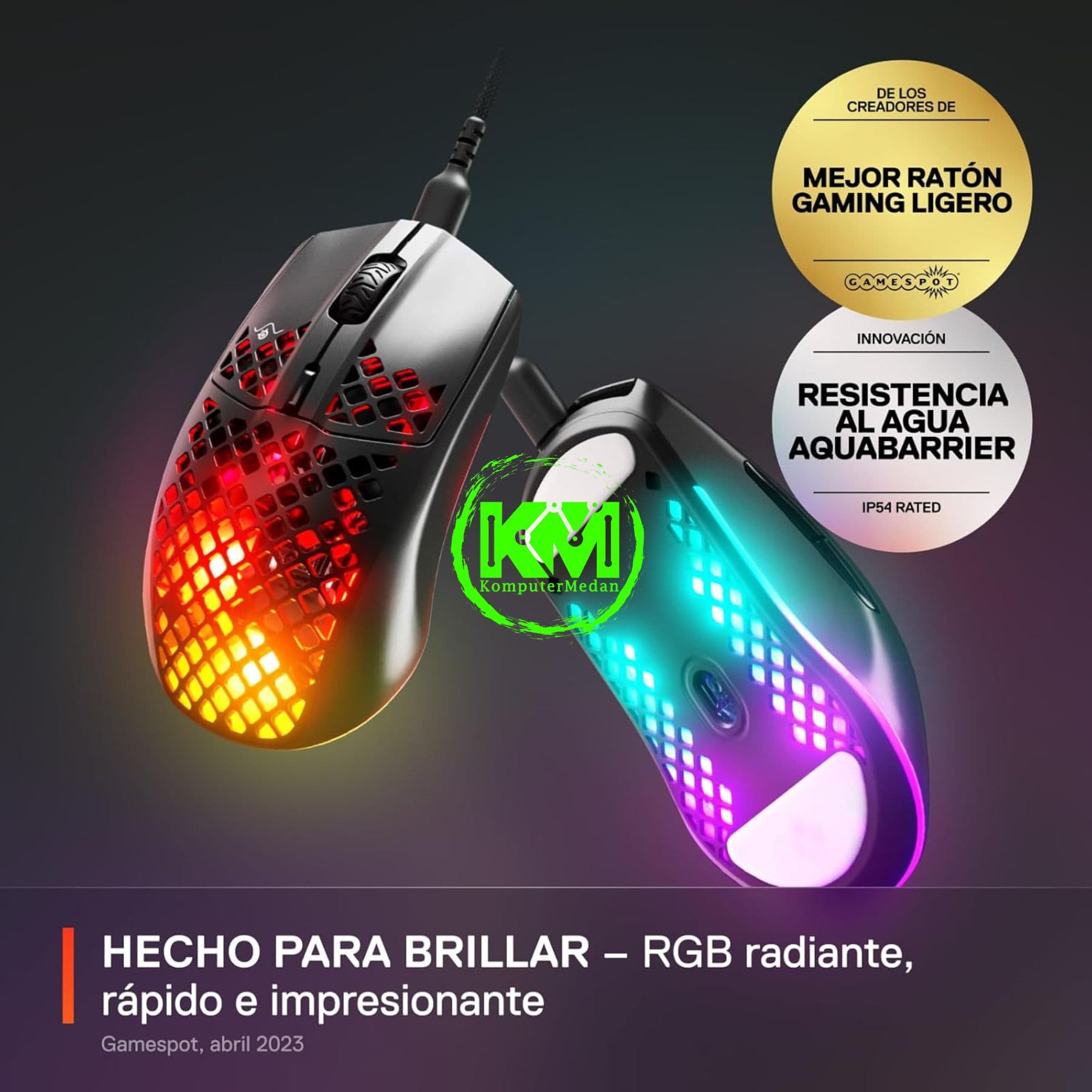 STEELSERIES AEROX 3 CABLE GAMING MOUSE ONYX/SNOW RGB (2022) - Image 4