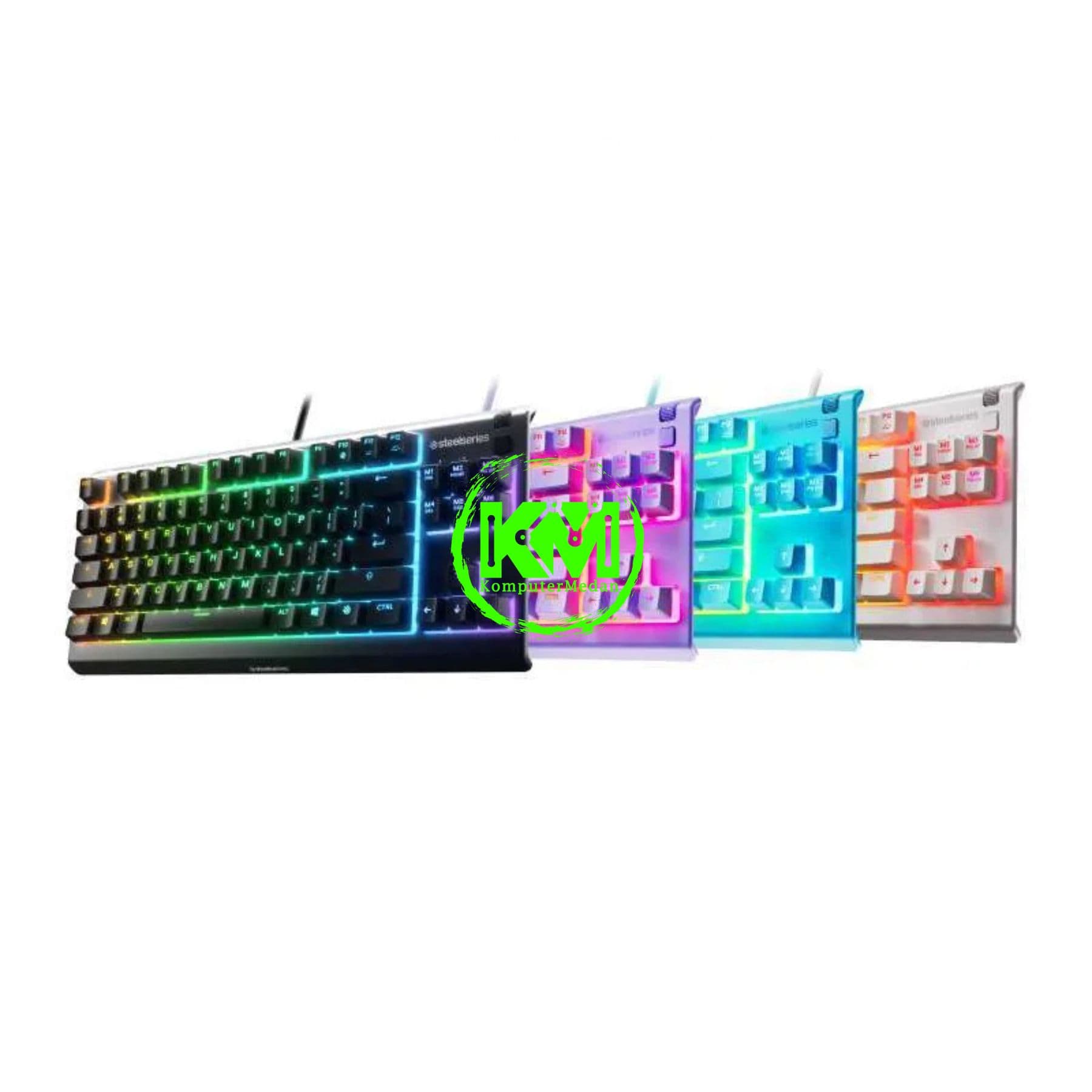 STEELSERIES APEX 3TKL GAMING KEYBOARD - BLACK/WHITE/LAVENDER/AQUA - Image 1