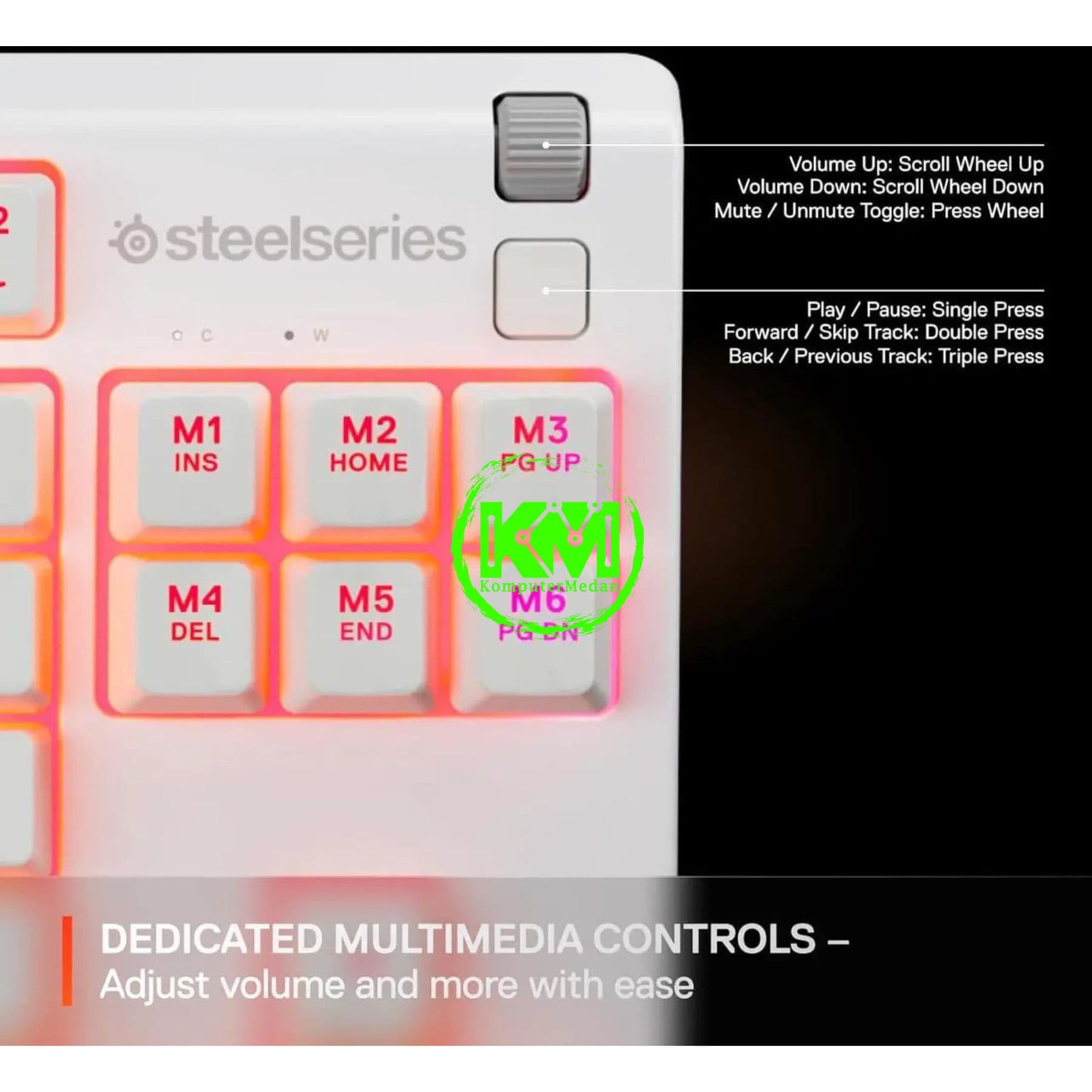 STEELSERIES APEX 3TKL GAMING KEYBOARD - BLACK/WHITE/LAVENDER/AQUA - Image 4