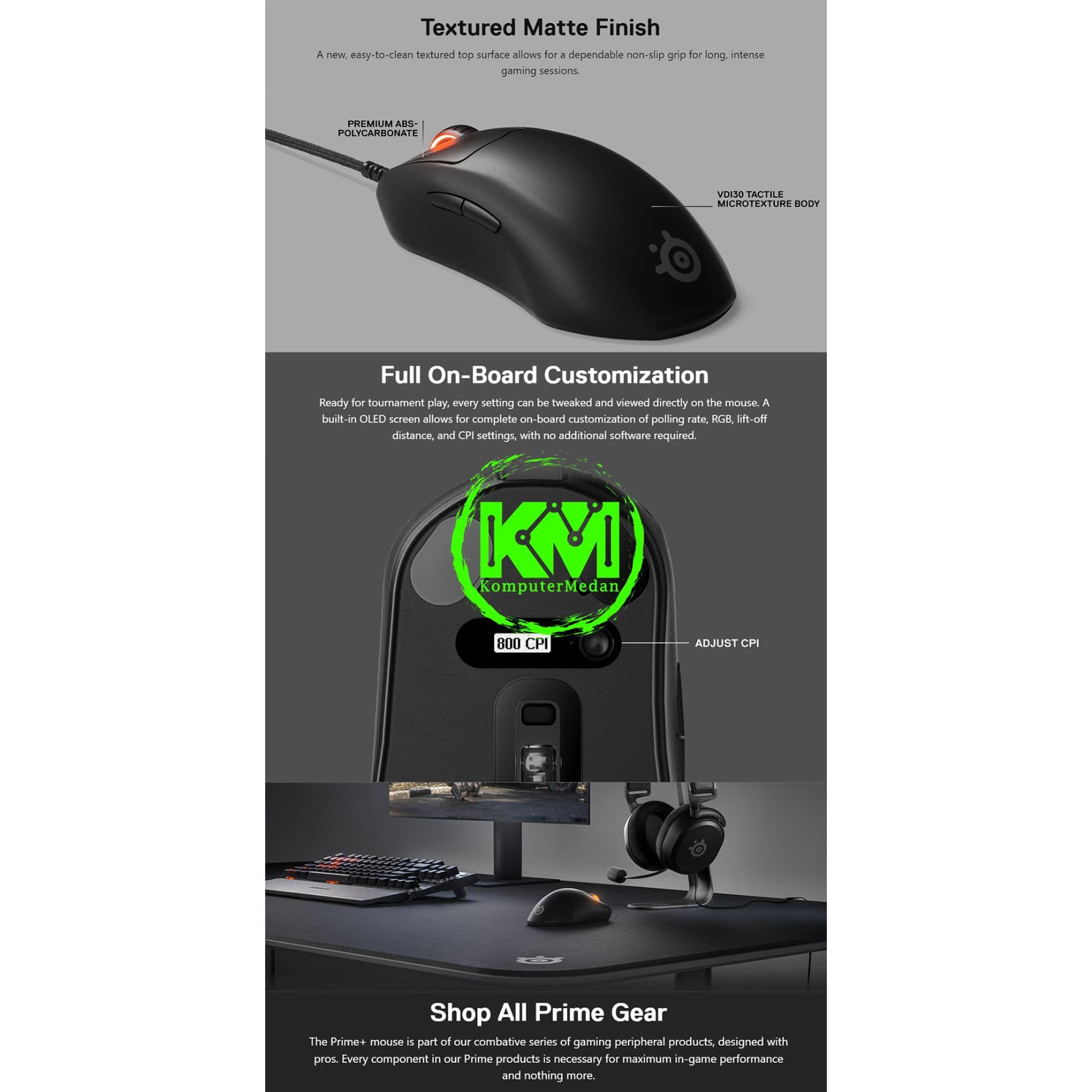 STEELSERIES PRIME+ GAMING MOUSE BLACK (OLED DISPLAY, LIFT OFF SENSOR) - Image 4