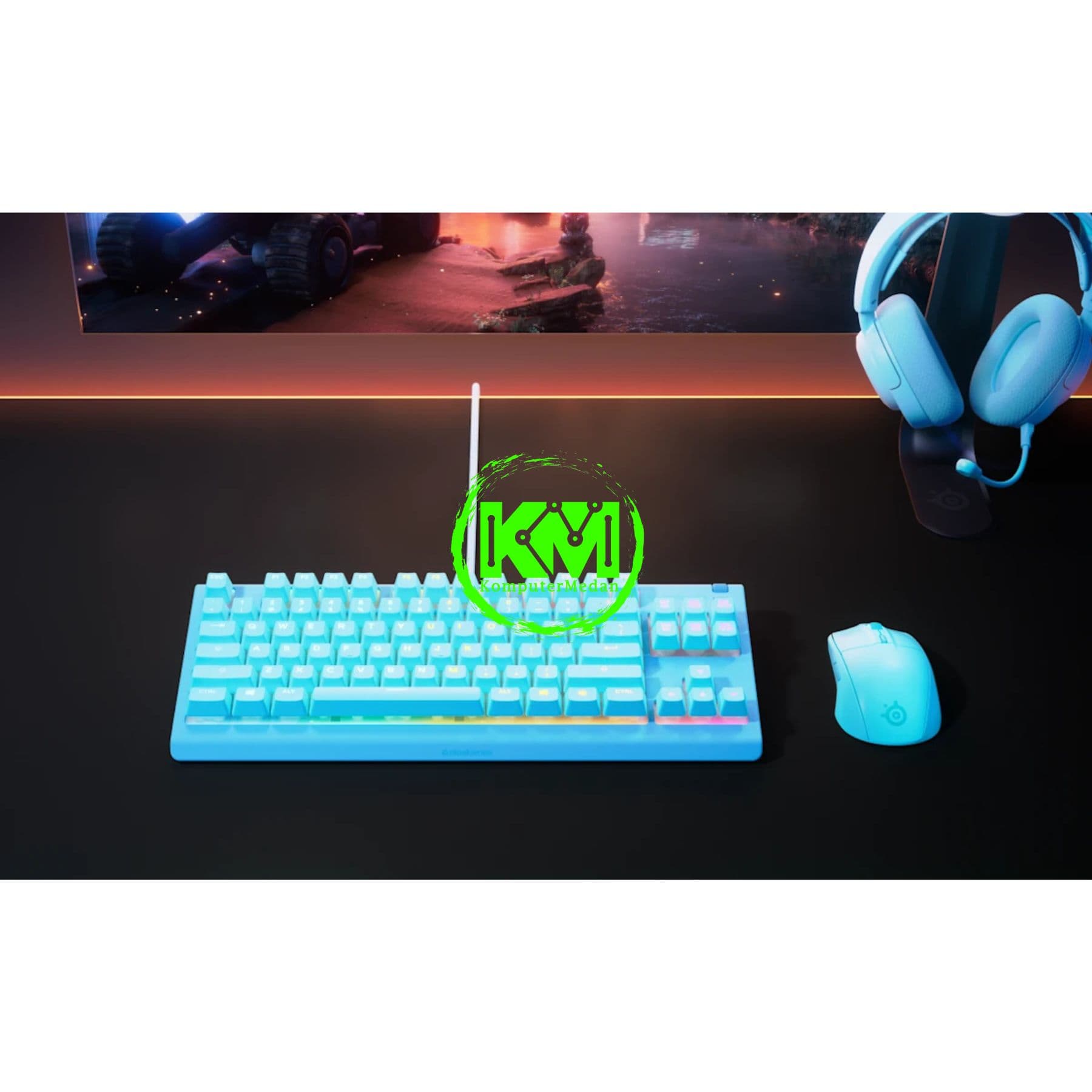 STEELSERIES APEX 3TKL GAMING KEYBOARD - BLACK/WHITE/LAVENDER/AQUA - Image 8