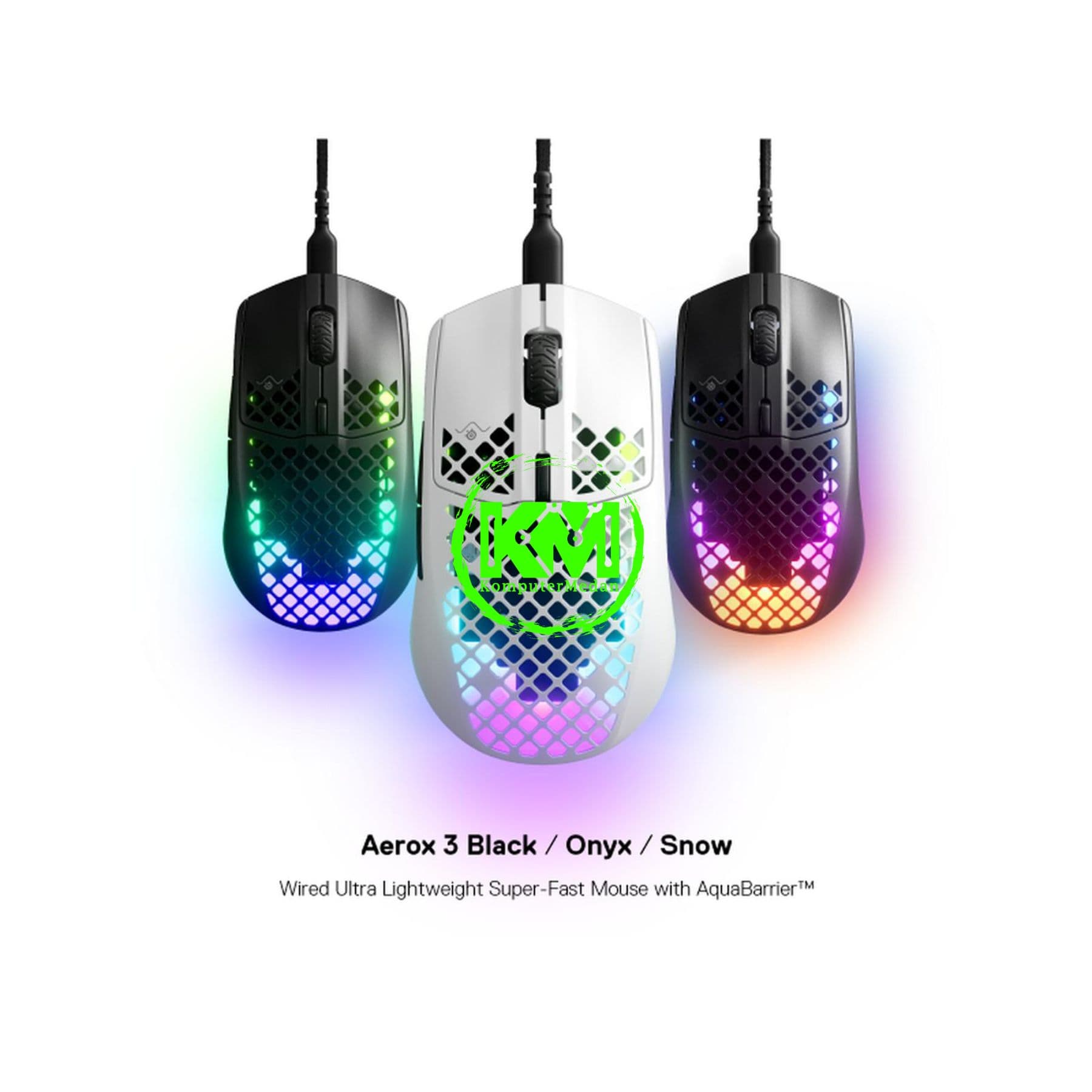 STEELSERIES AEROX 3 CABLE GAMING MOUSE ONYX/SNOW RGB (2022)