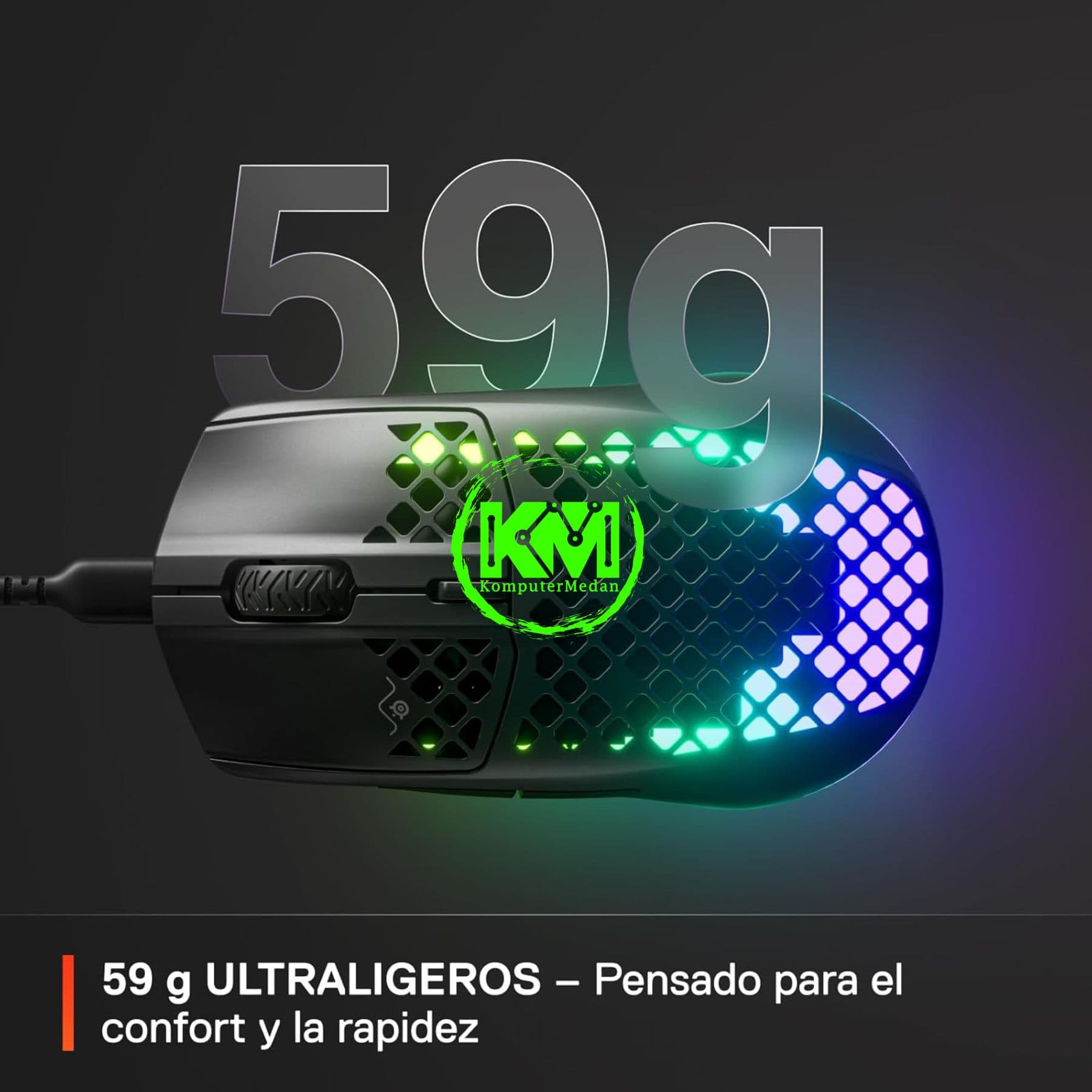 STEELSERIES AEROX 3 CABLE GAMING MOUSE ONYX/SNOW RGB (2022) - Image 5