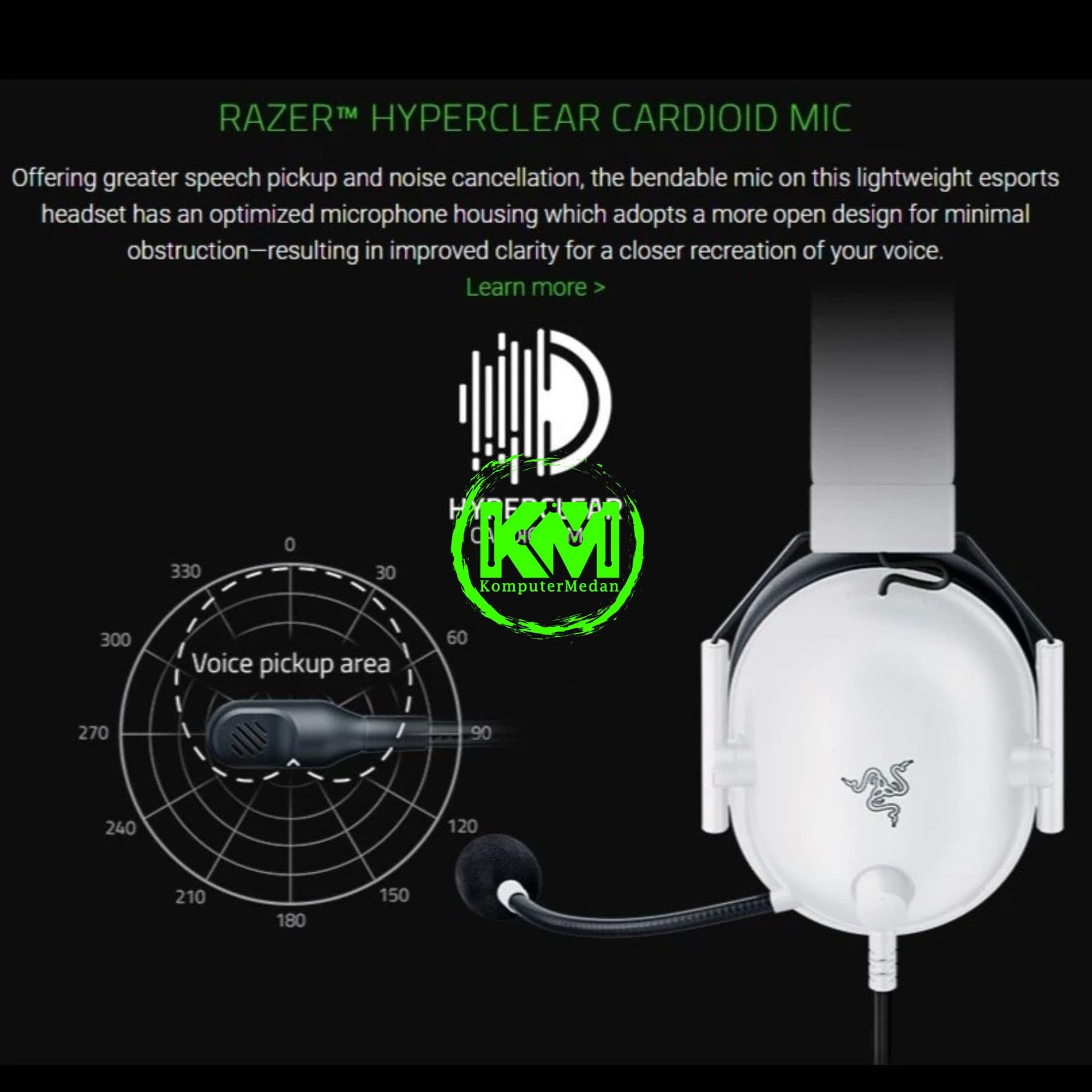 RAZER HEADSET BLACKSHARK V2 X - BLACK/GREEN/WHITE - Image 5