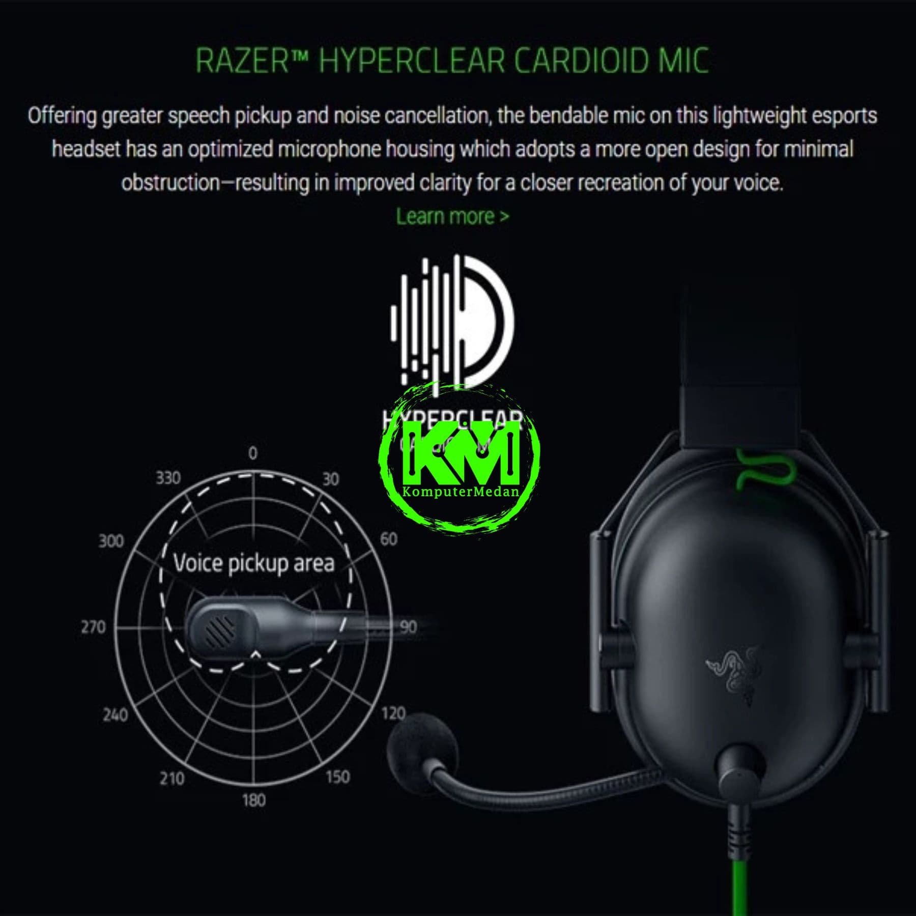 RAZER HEADSET BLACKSHARK V2 X - BLACK/GREEN/WHITE - Image 3