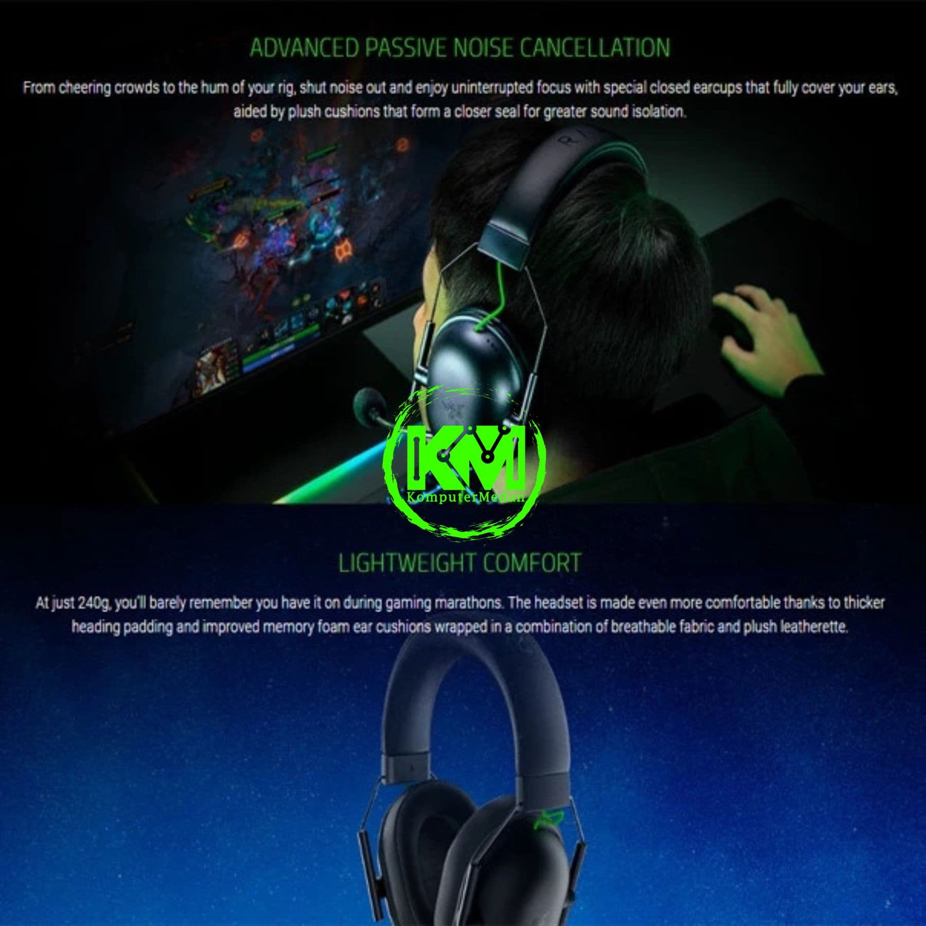 RAZER HEADSET BLACKSHARK V2 X - BLACK/GREEN/WHITE - Image 2