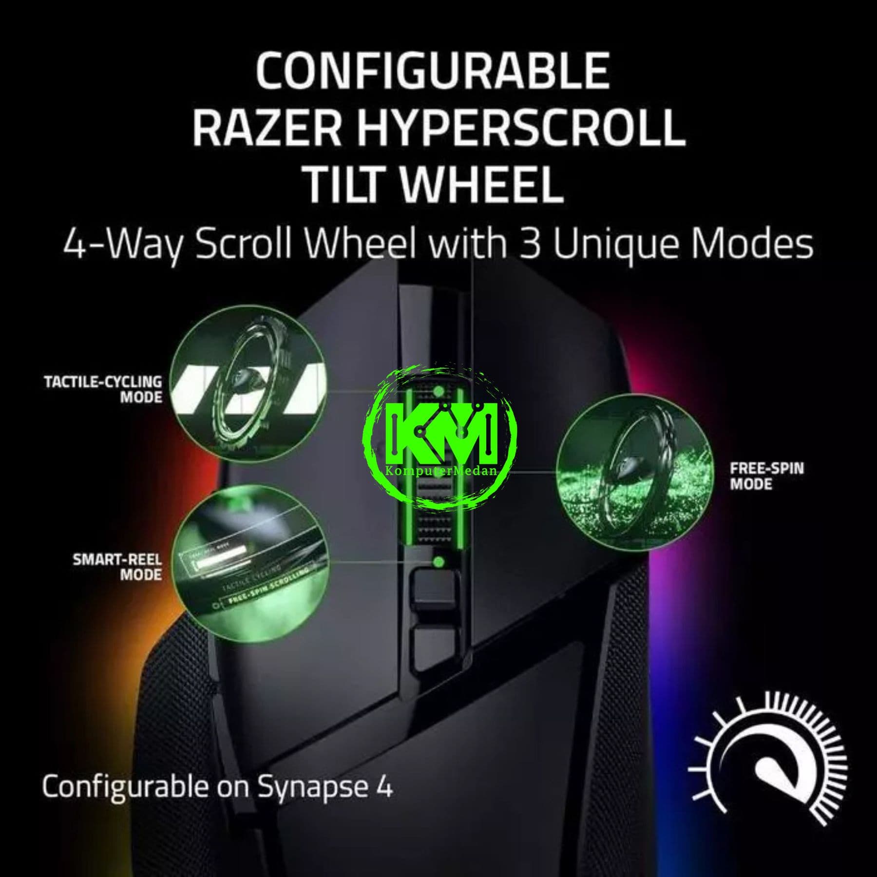 RAZER MOUSE BASILISK V3 PRO 35K ERGONOMIC WIRELESS - BLACK/WHITE/GREEN - Image 7