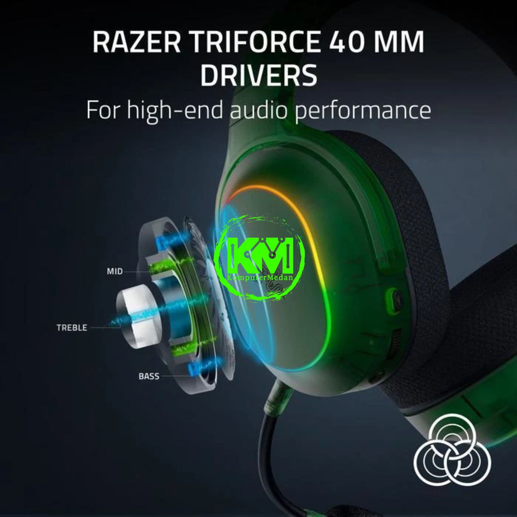 RAZER HEADSET BARRACUDA X CHROMA WIRELESS - BLACK/WHITE/GREEN - Image 5