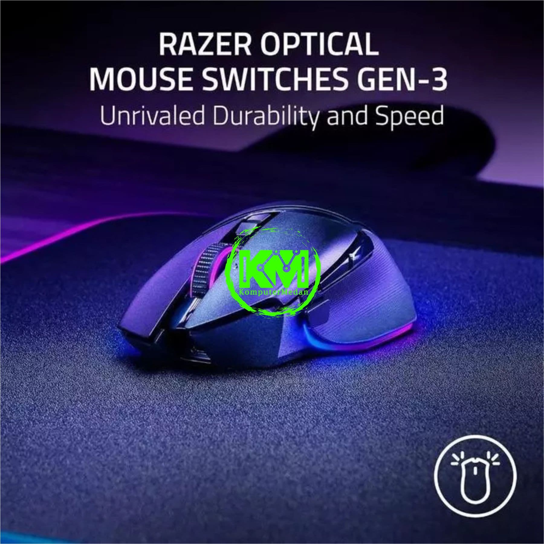 RAZER MOUSE BASILISK V3 PRO 35K ERGONOMIC WIRELESS - BLACK/WHITE/GREEN - Image 8