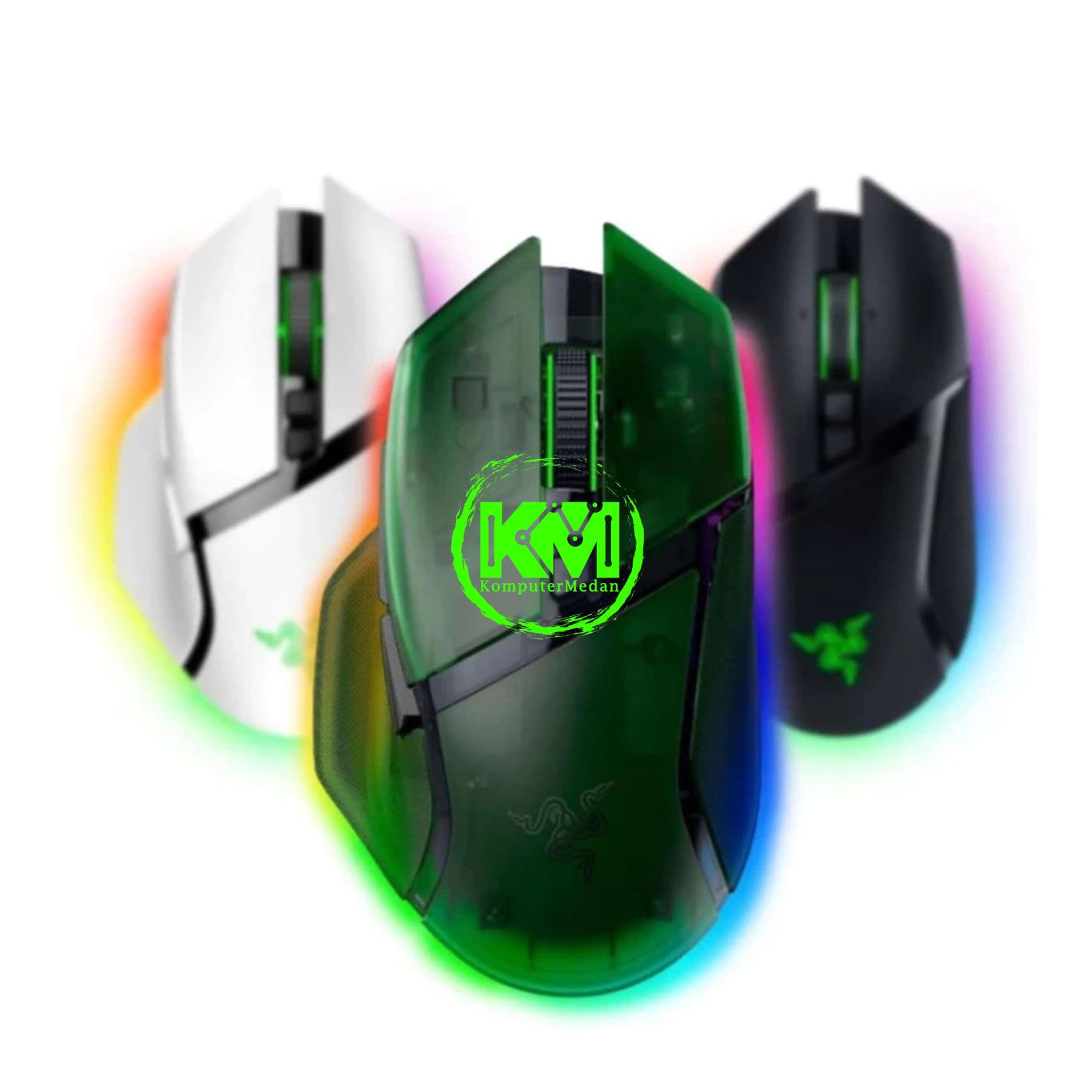 RAZER MOUSE BASILISK V3 PRO 35K ERGONOMIC WIRELESS - BLACK/WHITE/GREEN - Image 1