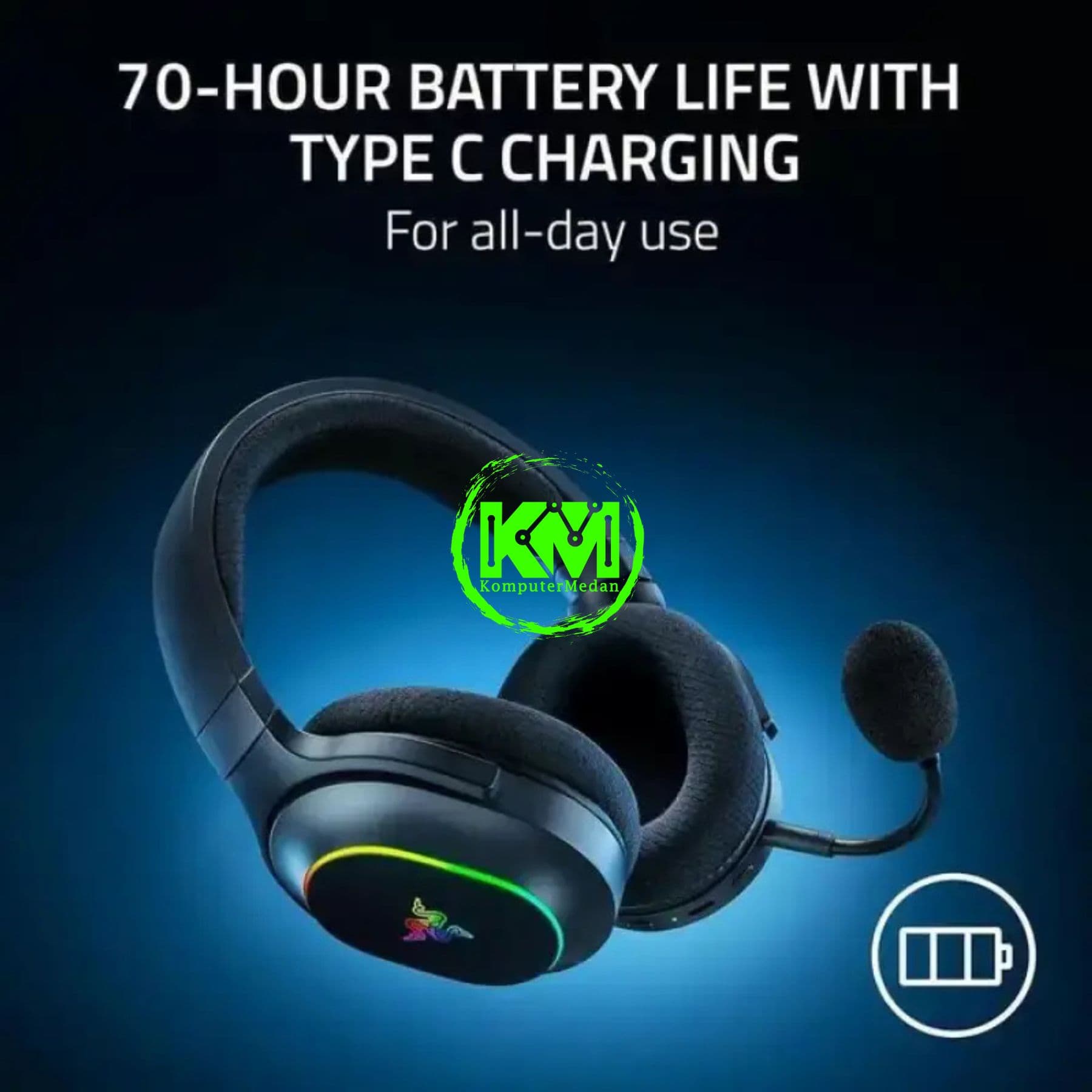 RAZER HEADSET BARRACUDA X CHROMA WIRELESS - BLACK/WHITE/GREEN - Image 3