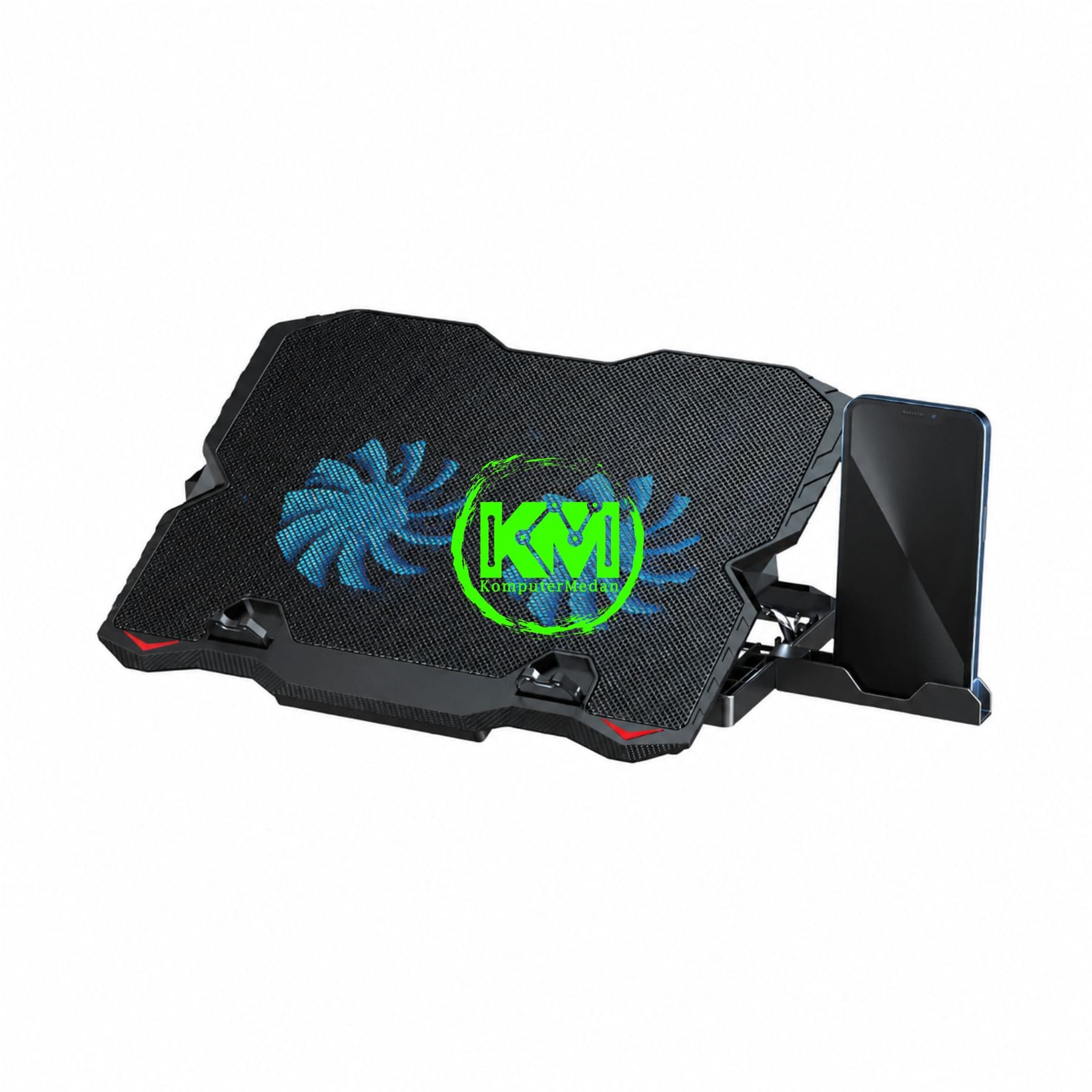 FANTECH NC12 NOTEBOOK COOLER - BLACK (2 FAN BLUE) - Image 1