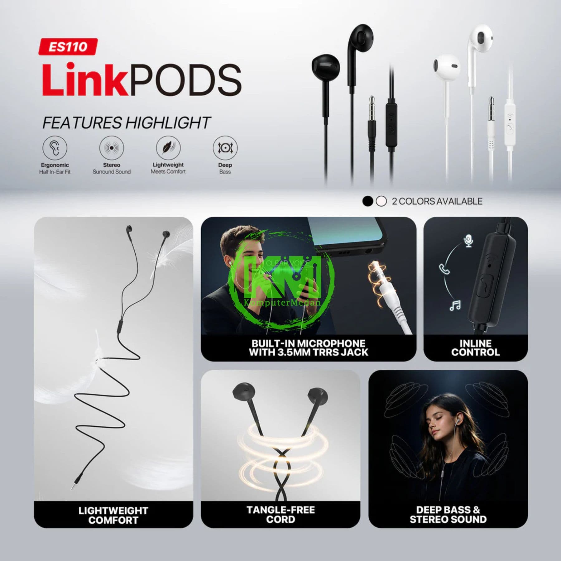 FANTECH LINKPODS ES110 (BLACK / WHITE) - Image 2