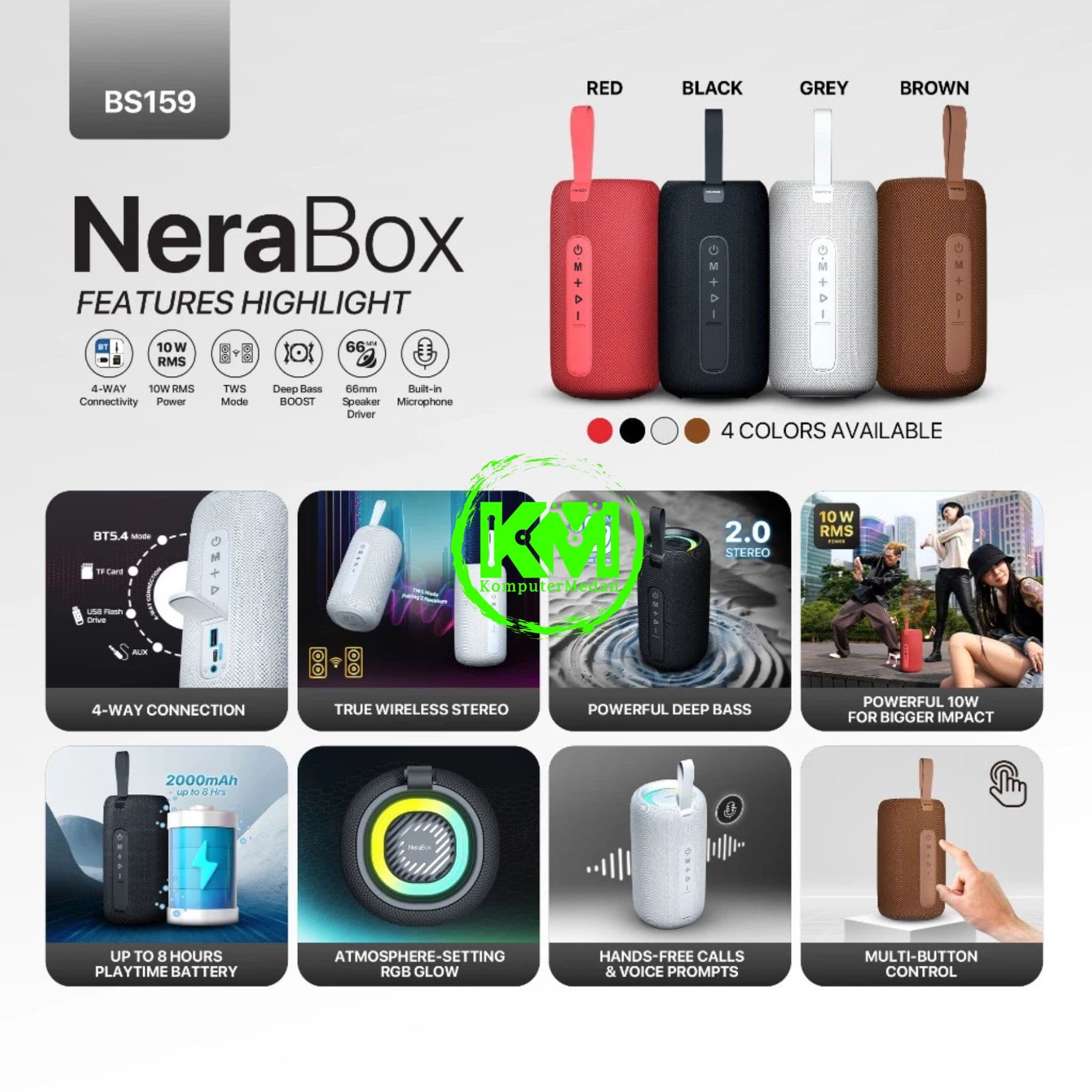 FANTECH BS159 PORTABLE SPEAKER (NERABOX) 10W RMS (4 WAY CONNECTIVITY) - Image 8