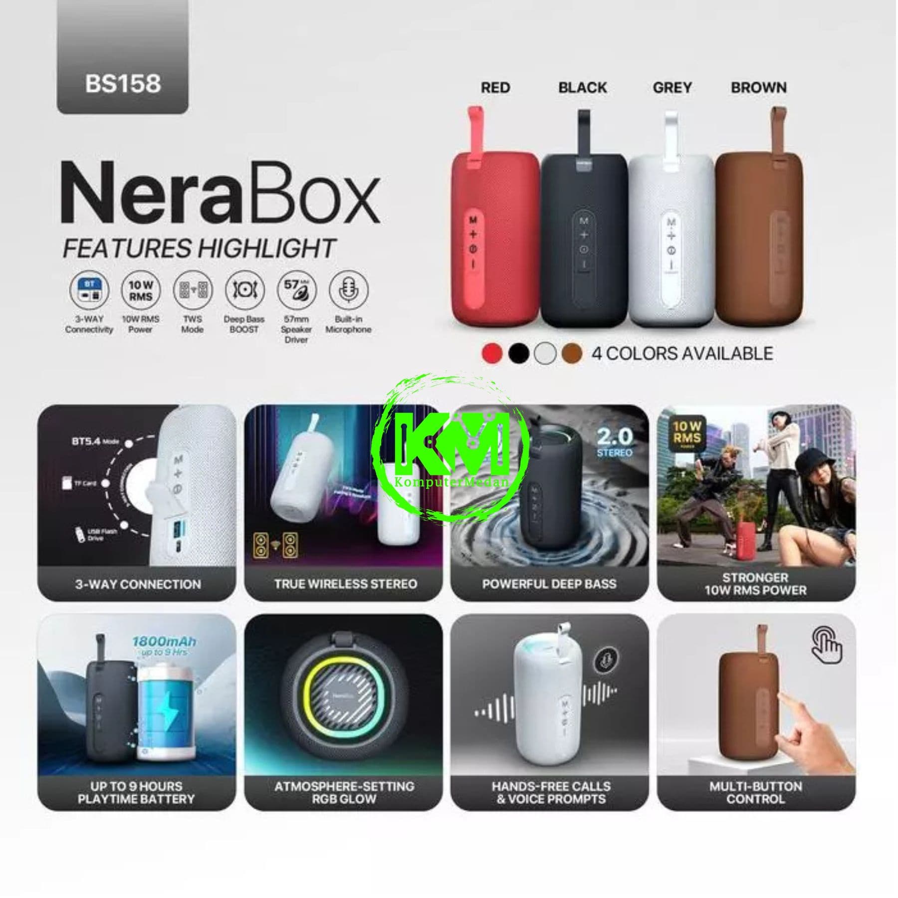 FANTECH BS158 PORTABLE SPEAKER (NERABOX) 10W RMS (3 WAY CONNECTIVITY) - Image 8