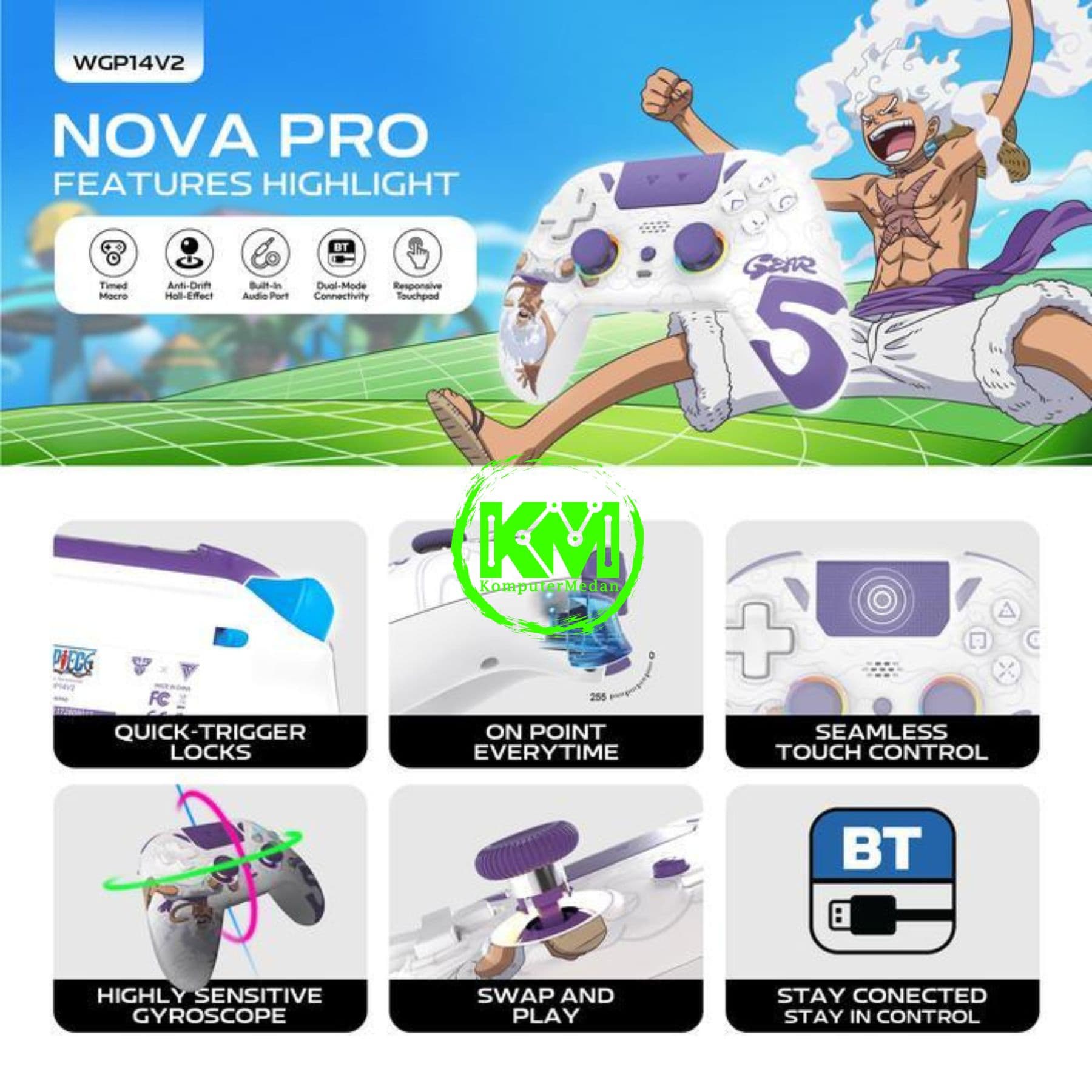 FANTECH ONEPIECE EGGHEAD NOVA PRO WGP14V2 GAMEPAD - (CHARACTER : LUFFY, ZORO, NAMY & GEAR 5) - Image 6