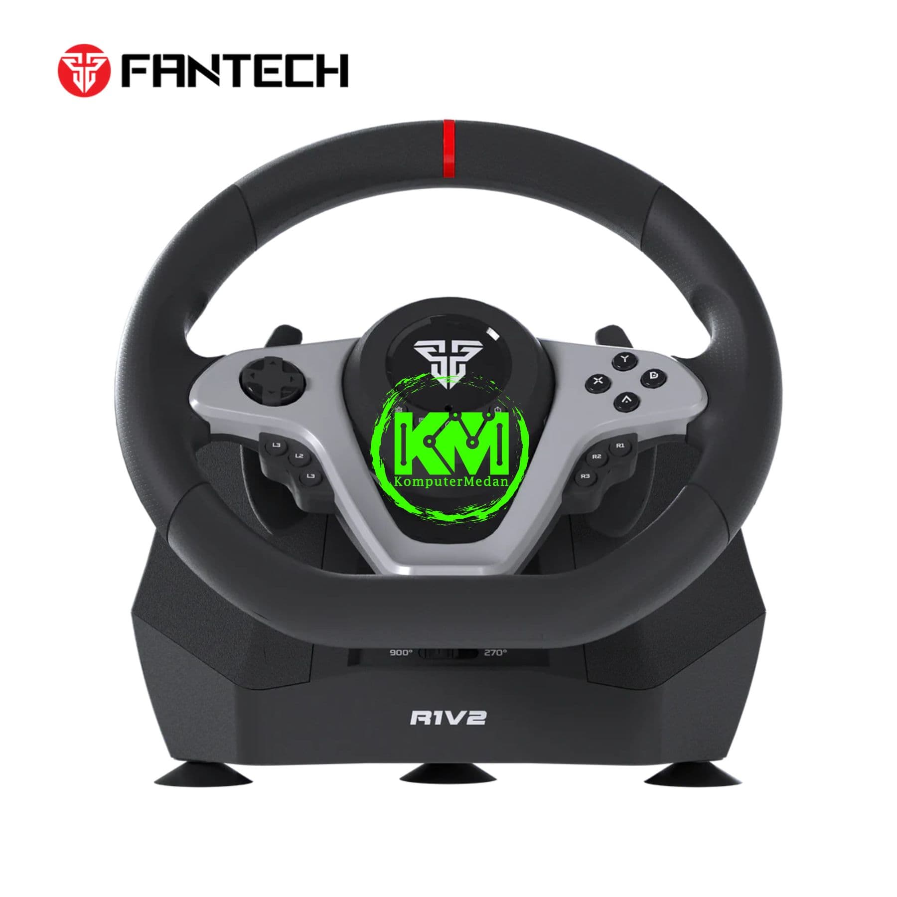 FANTECH R1V2 – RACING STEERING WHEEL ( KOMPATIBILITAS : PC, PS3, PS4, XBOX 360, XBOX ONE, XBOX SERIES S & X, NINTENDO SWITCH ) - Image 1