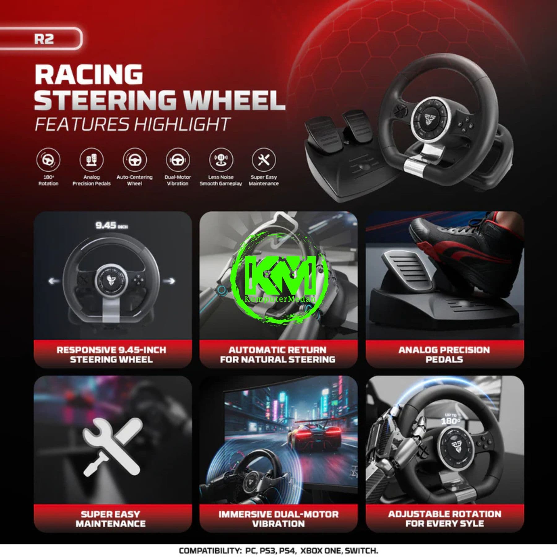 FANTECH R2 – TRECHNICAL SPECIFICATIONS ( KOMPATIBILITAS : PC, PS3, PS4, XBOX ONE & NINTENDO SWITCH ) - Image 5