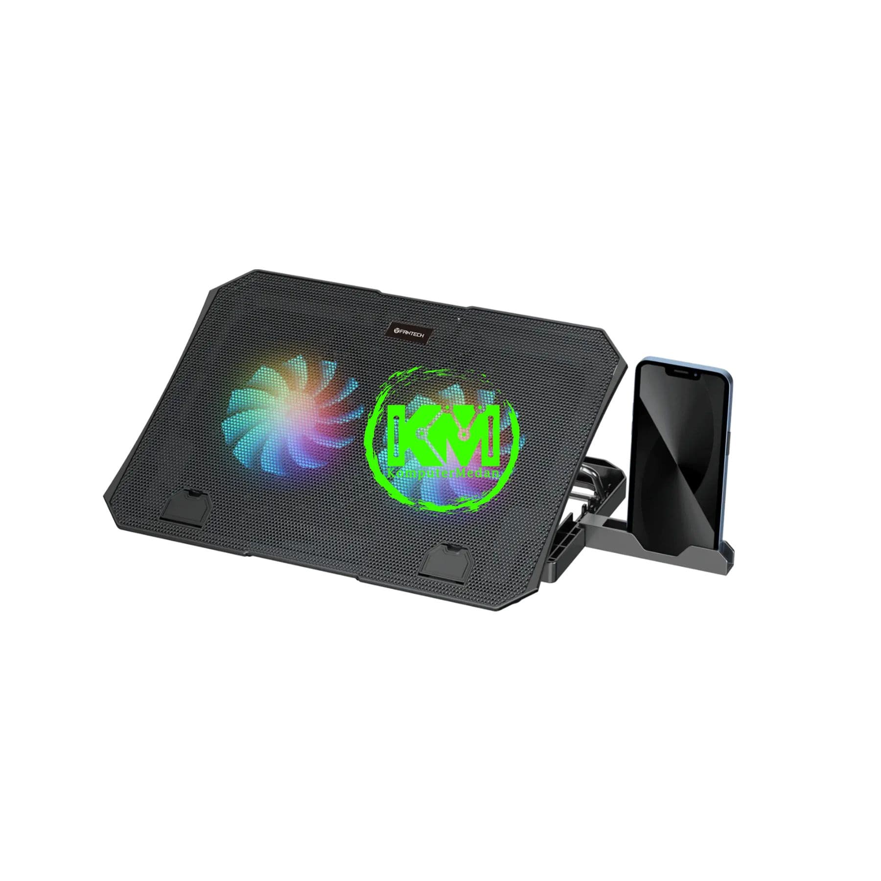 FANTECH NC14 NOTEBOOK COOLER - BLACK (2 FAN RAINBOW) - Image 1