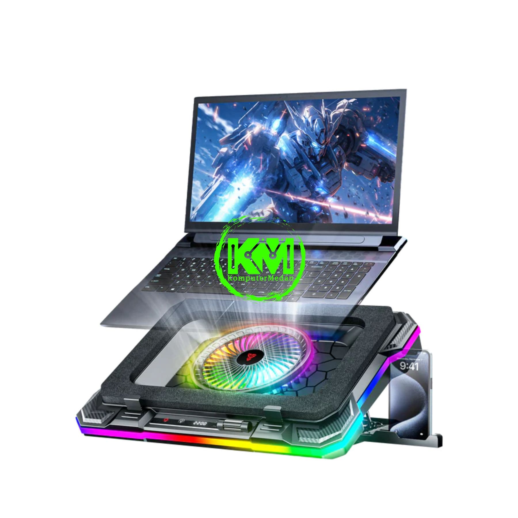FANTECH NOTEBOOK COOLER NC 22 RGB, 2 FANS (140MM x 2 & 10 MODE RGB) - Image 7