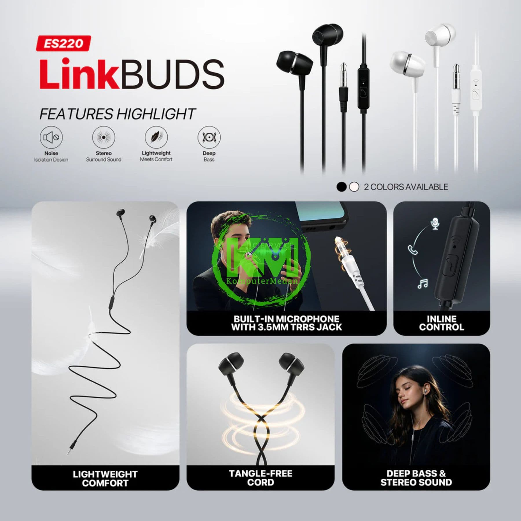 FANTECH LINKPODS ES220 (BLACK / WHITE) - Image 2